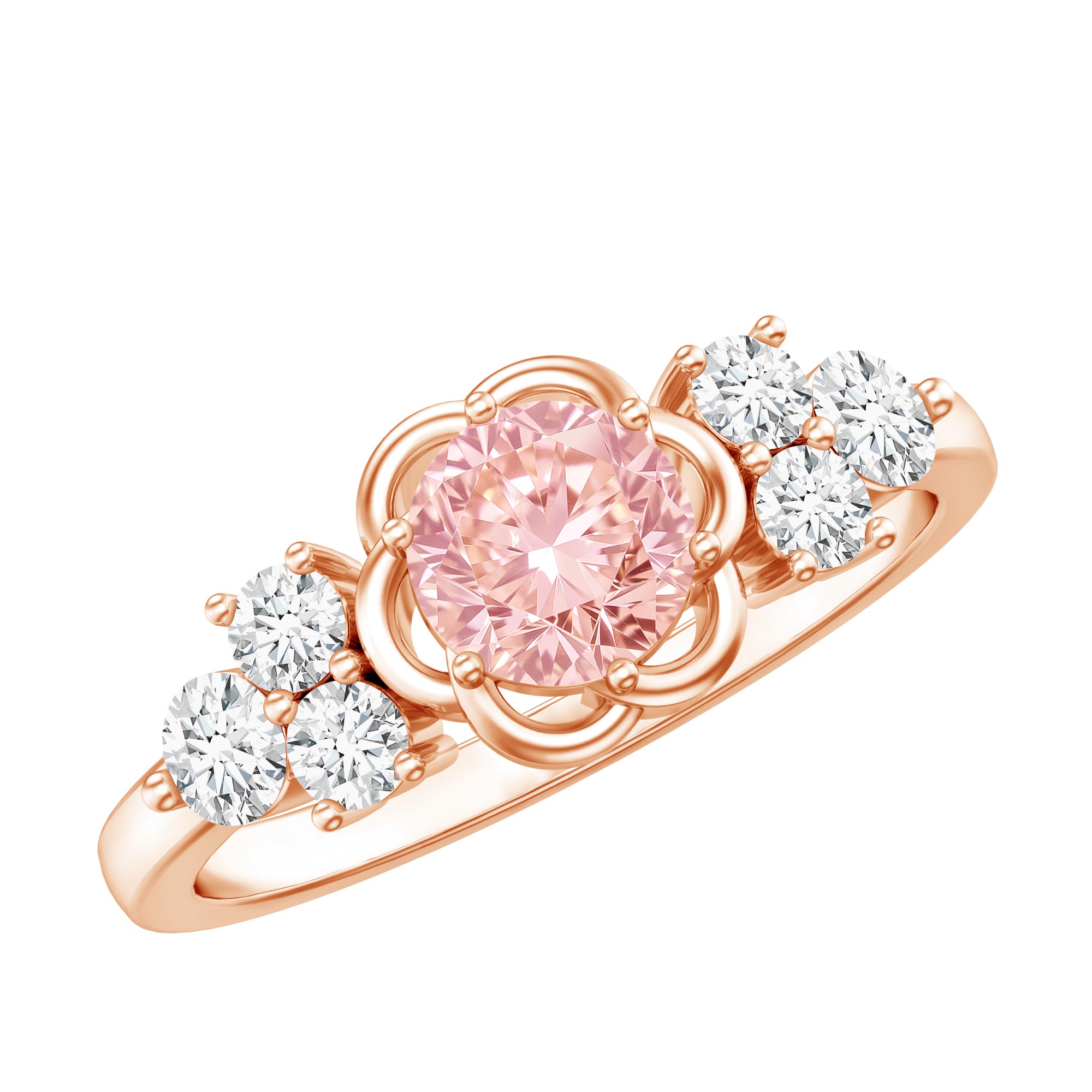Nature Inspired Lab Grown Pink Diamond Flower Engagement Ring with IGI Certificate E-VS1 - Rosec Jewels