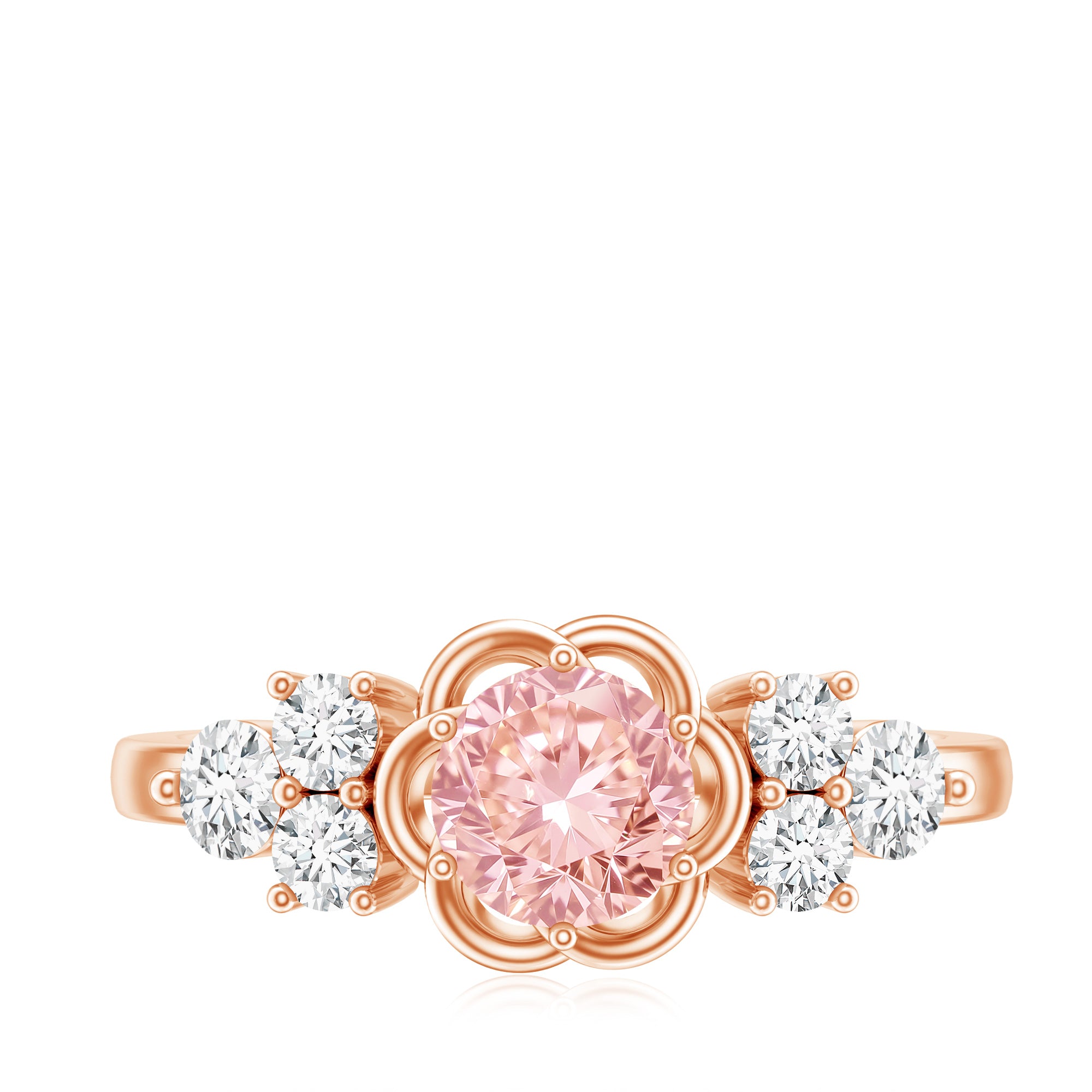 Nature Inspired Lab Grown Pink Diamond Flower Engagement Ring with IGI Certificate E-VS1 - Rosec Jewels