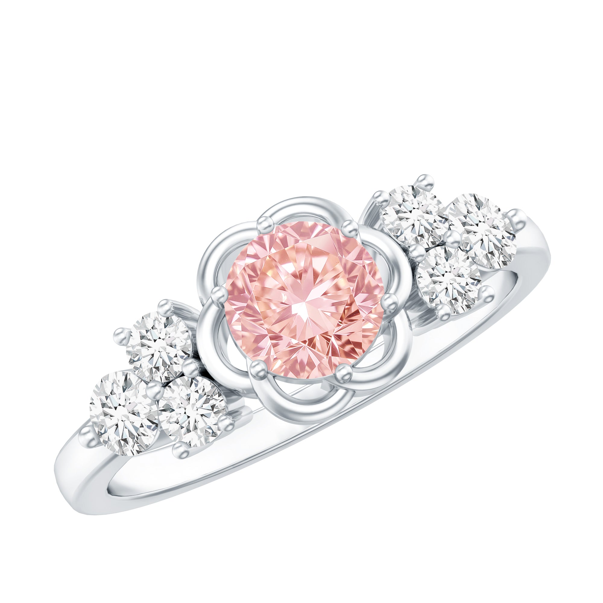 Nature Inspired Lab Grown Pink Diamond Flower Engagement Ring with IGI Certificate E-VS1 - Rosec Jewels