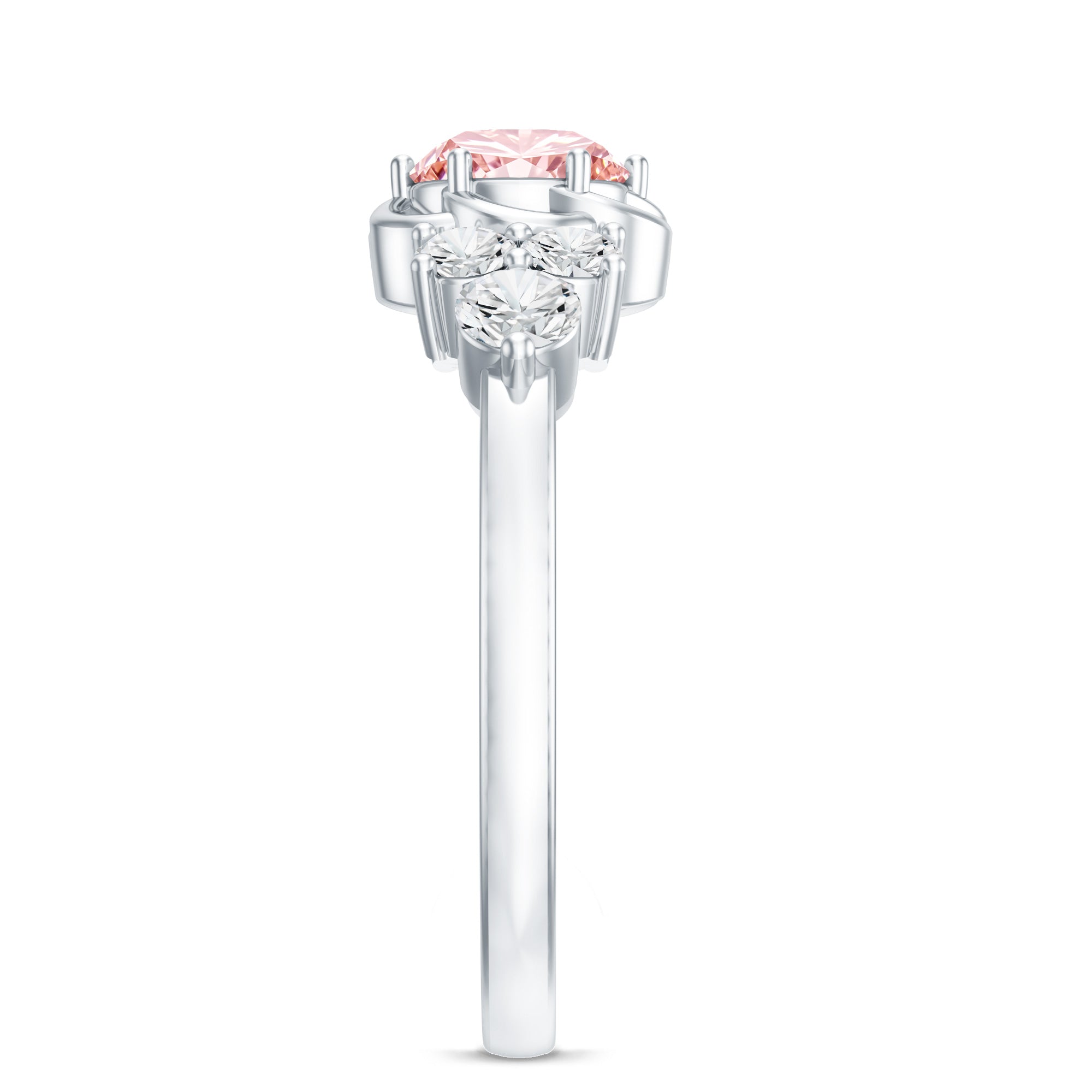 Nature Inspired Lab Grown Pink Diamond Flower Engagement Ring with IGI Certificate Fancy Pink - VS1 - Rosec Jewels