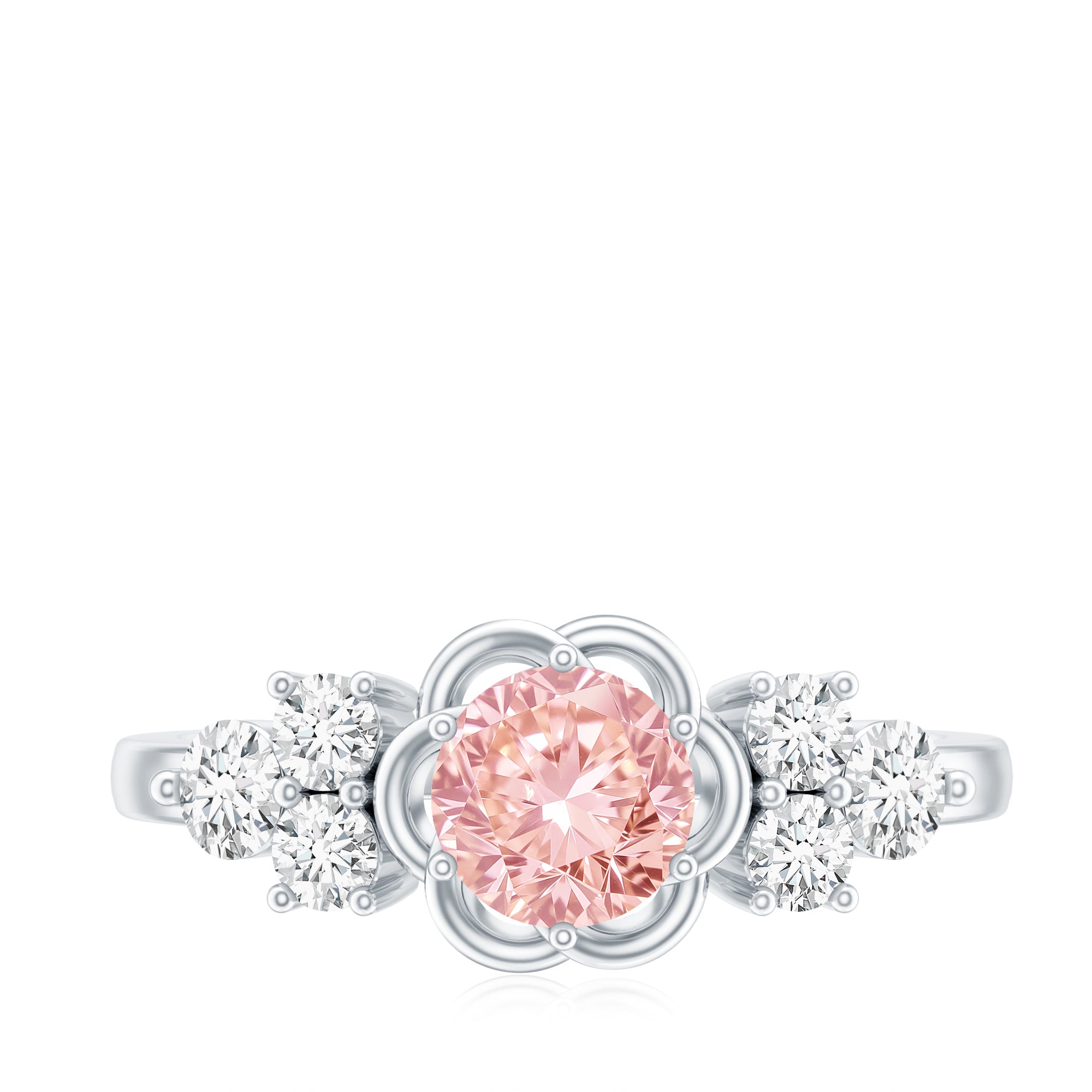Nature Inspired Lab Grown Pink Diamond Flower Engagement Ring with IGI Certificate E-VS1 - Rosec Jewels