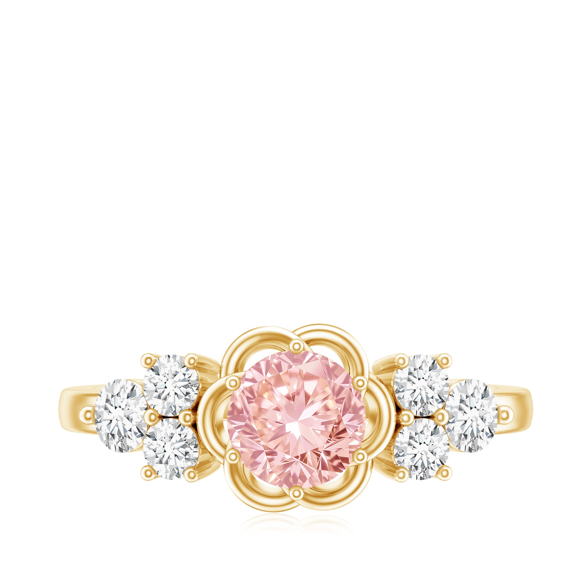 Nature Inspired Lab Grown Pink Diamond Flower Engagement Ring with IGI Certificate Fancy Pink - VS1 - Rosec Jewels