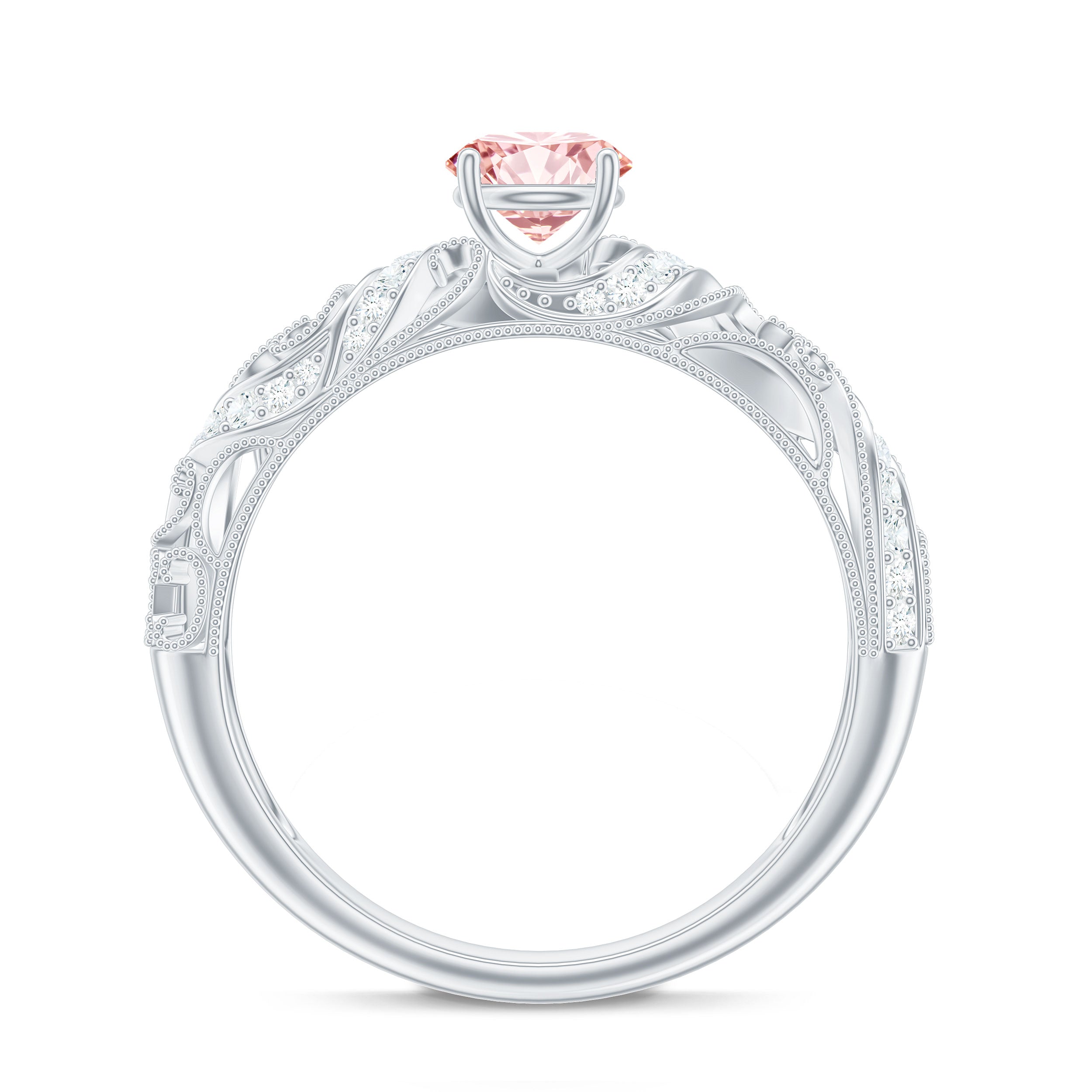 Lab Grown Pink Diamond Vintage Inspired Engagement Ring IGI Certified E-VS1 - Rosec Jewels