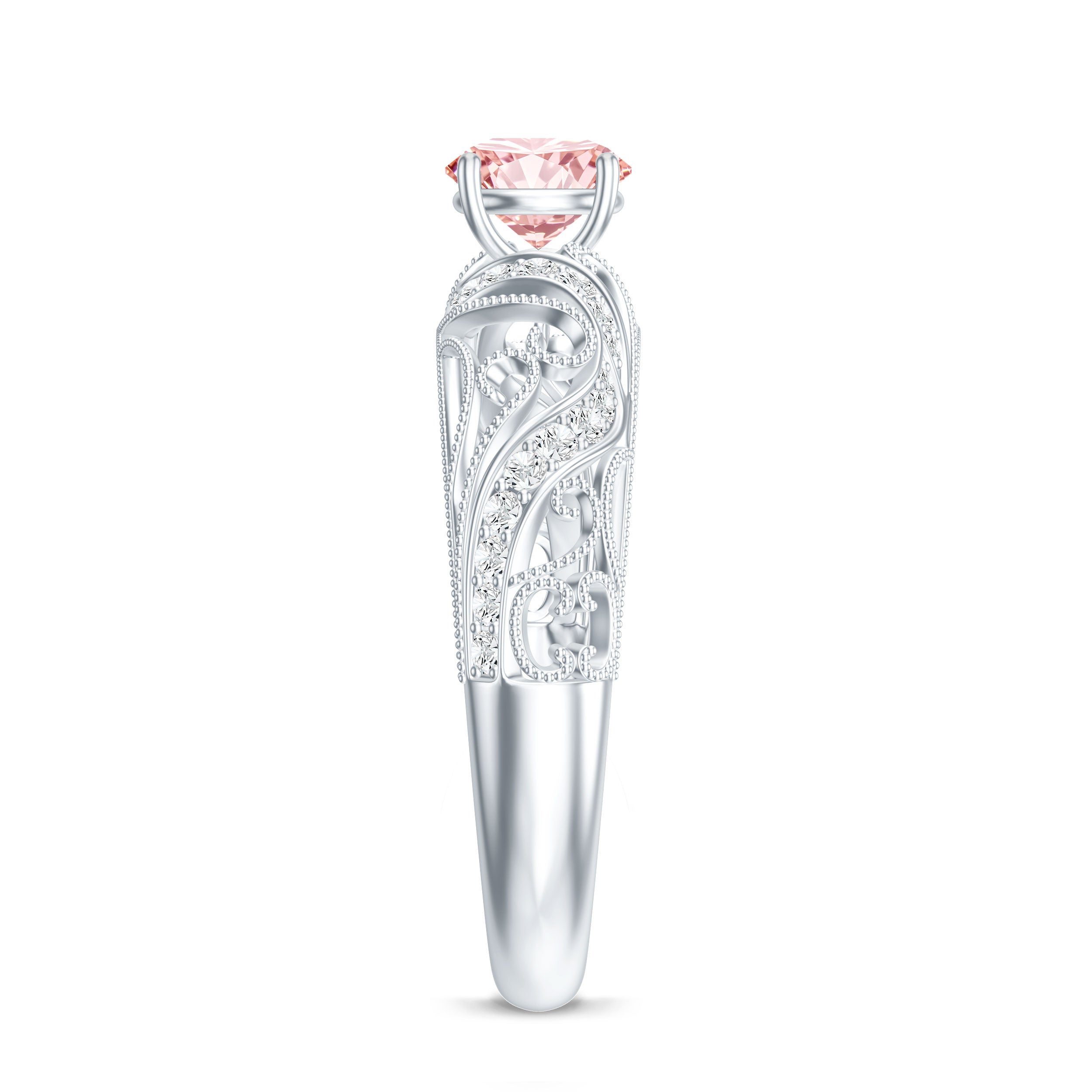 Lab Grown Pink Diamond Vintage Inspired Engagement Ring IGI Certified E-VS1 - Rosec Jewels