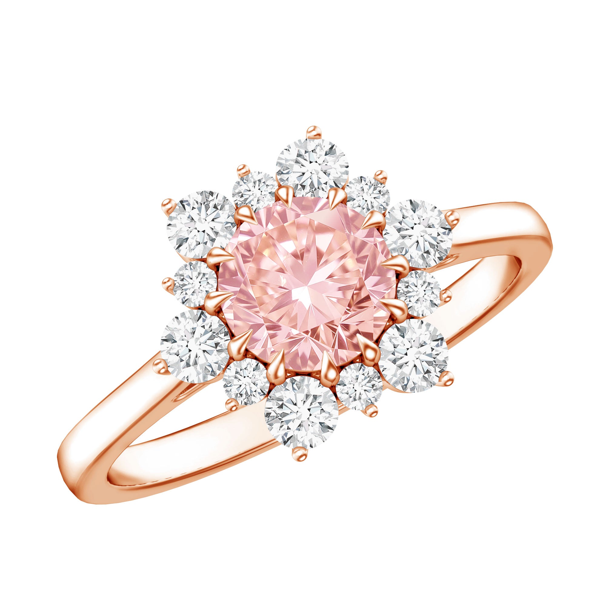IGI Certified 1 CT Lab Grown Pink and White Diamond Halo Engagement Ring Fancy Pink - VS1 - Rosec Jewels