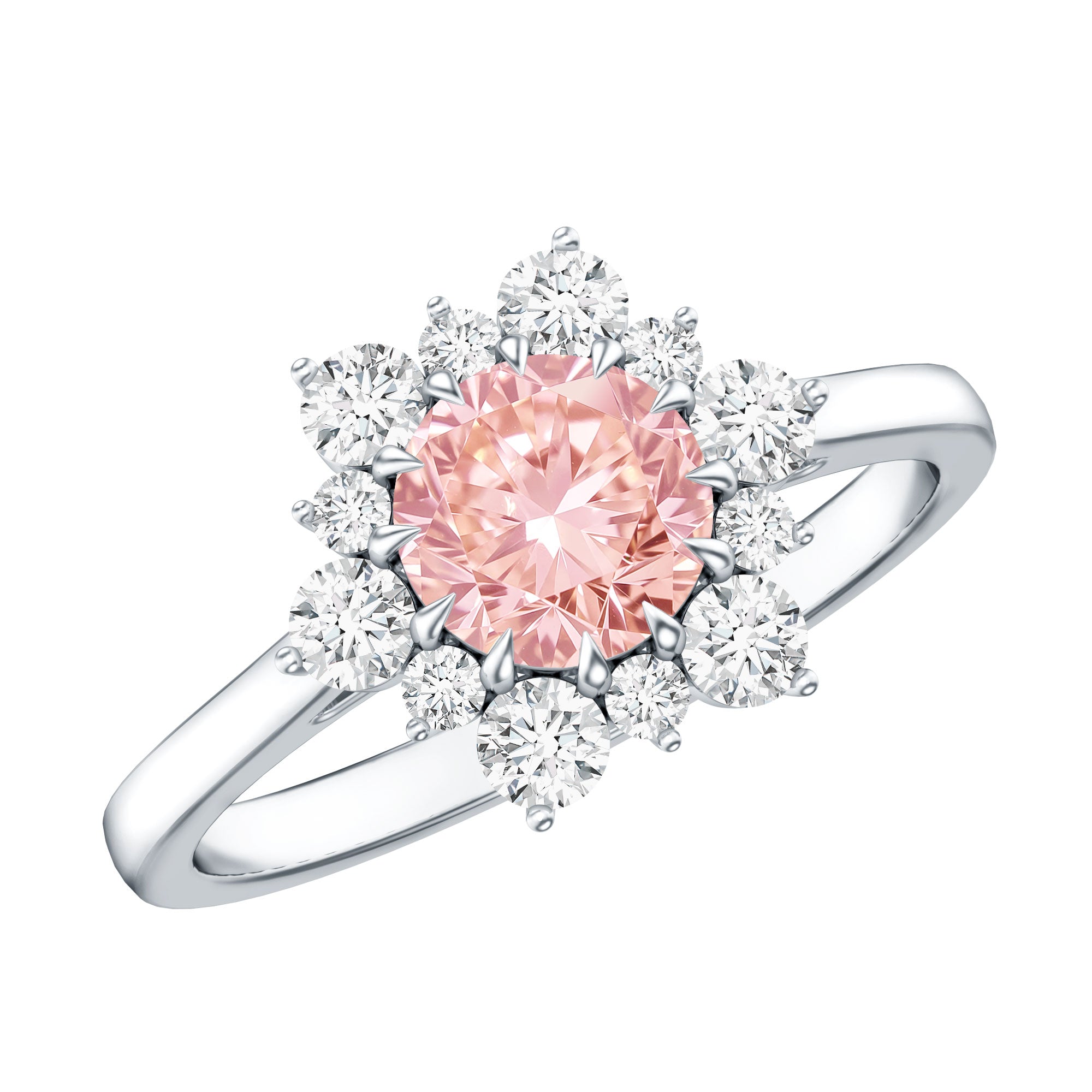 IGI Certified 1 CT Lab Grown Pink and White Diamond Halo Engagement Ring Fancy Pink - VS1 - Rosec Jewels