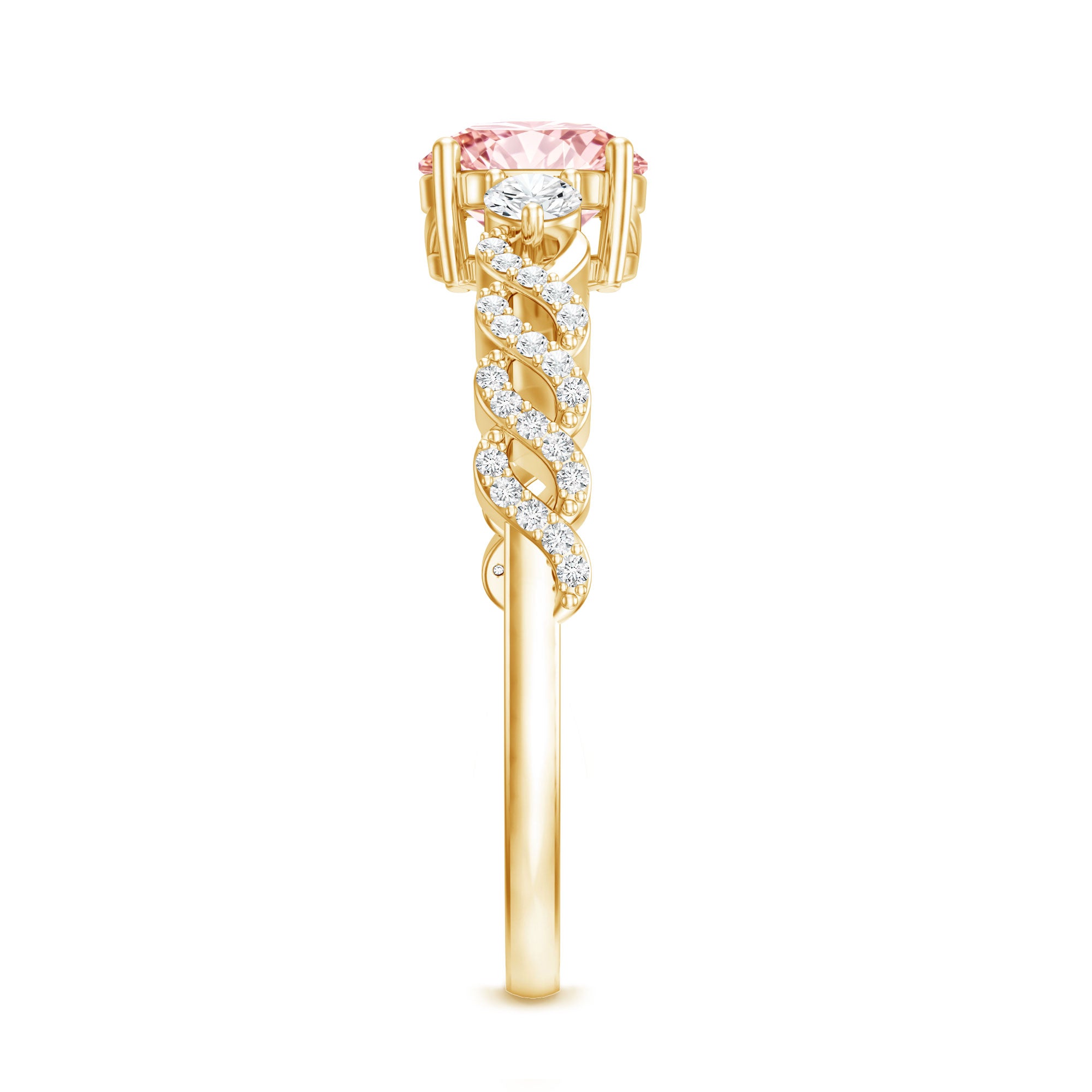 Lab Grown Fancy Pink Diamond Engagement Ring with IGI Certificate E-VS1 - Rosec Jewels