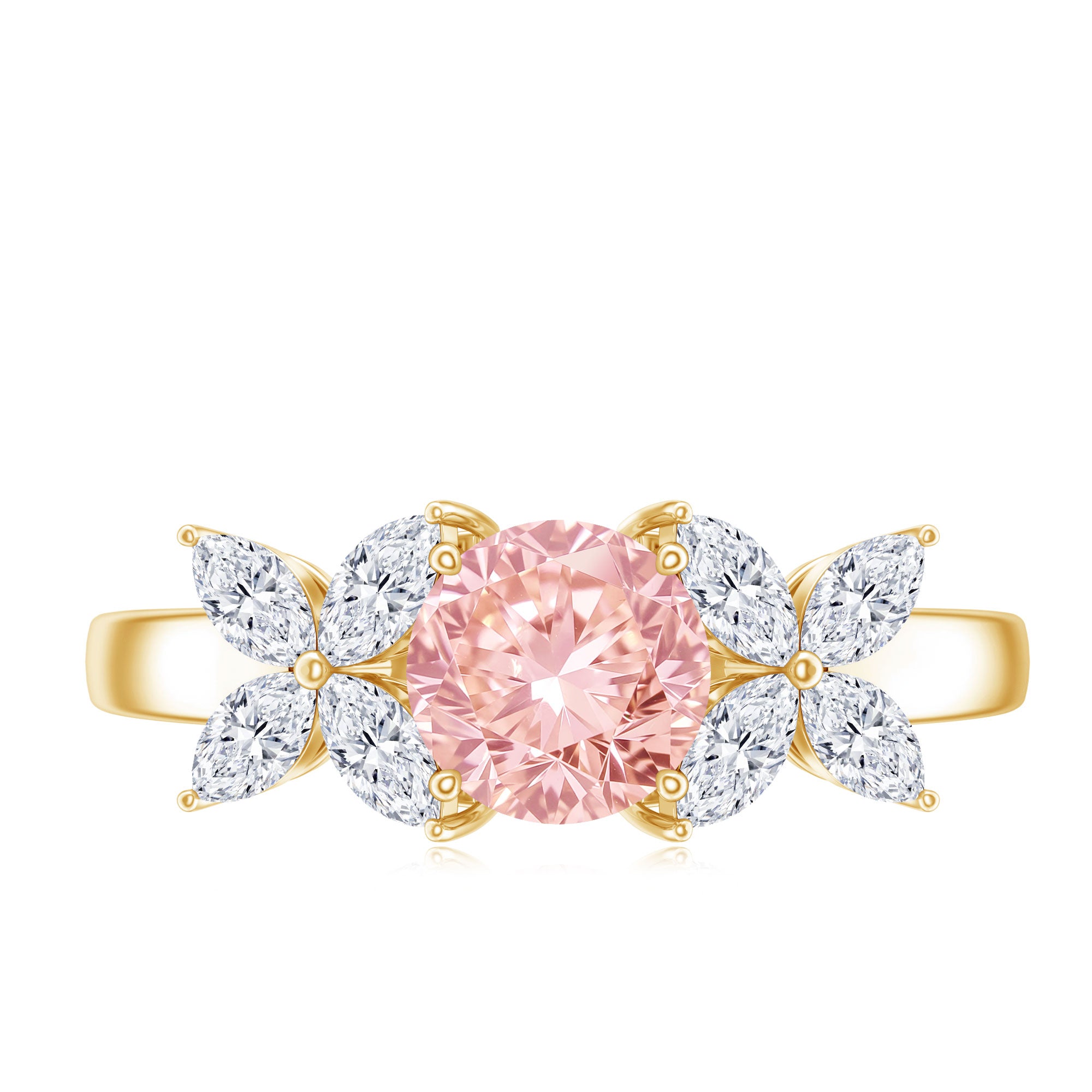 IGI Certified Lab Grown Pink White Diamond Flower Engagement Ring E-VS1 - Rosec Jewels