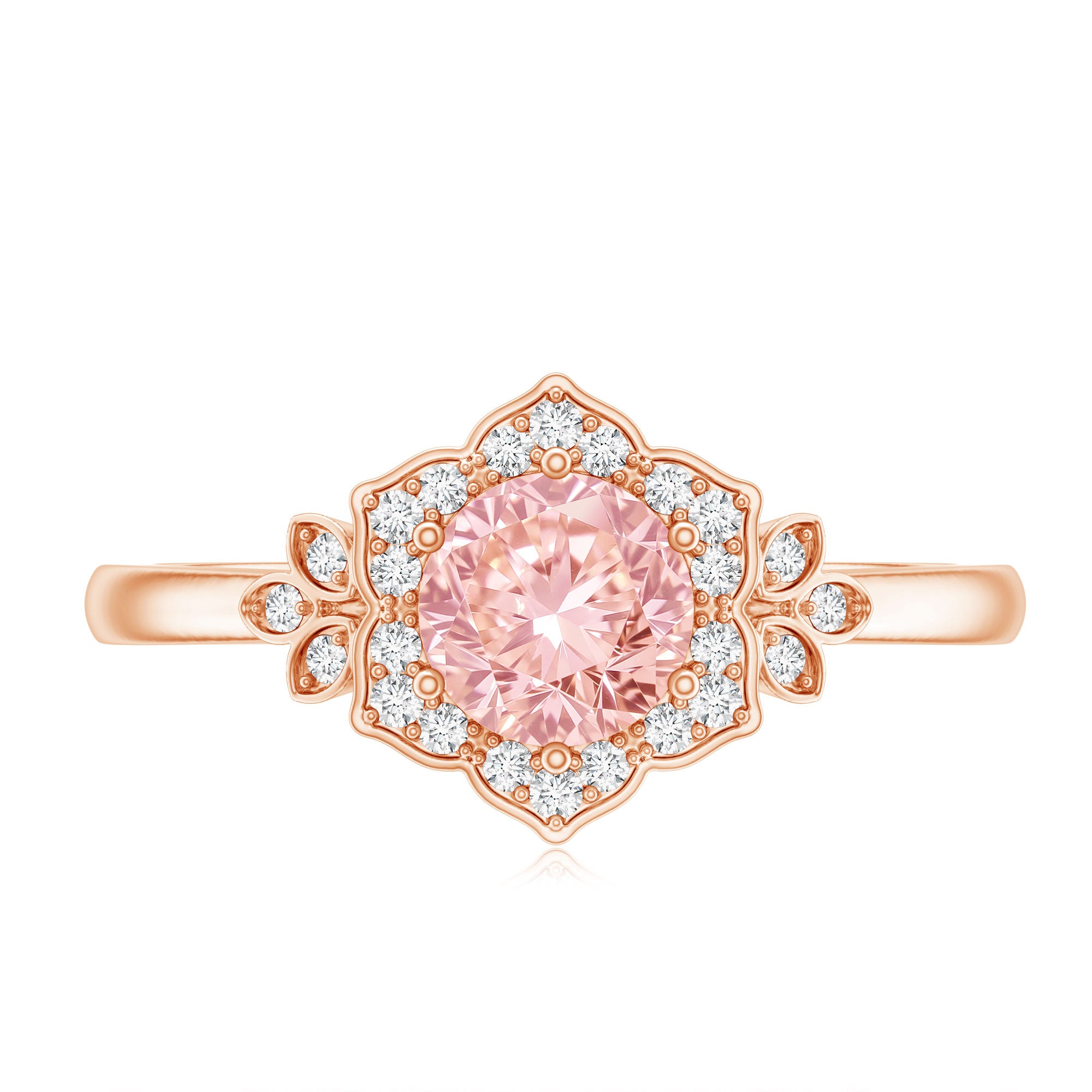 Pink and White Lab Grown Diamond Designer Engagement Ring with IGI Certificate Fancy Pink - VS1 - Rosec Jewels