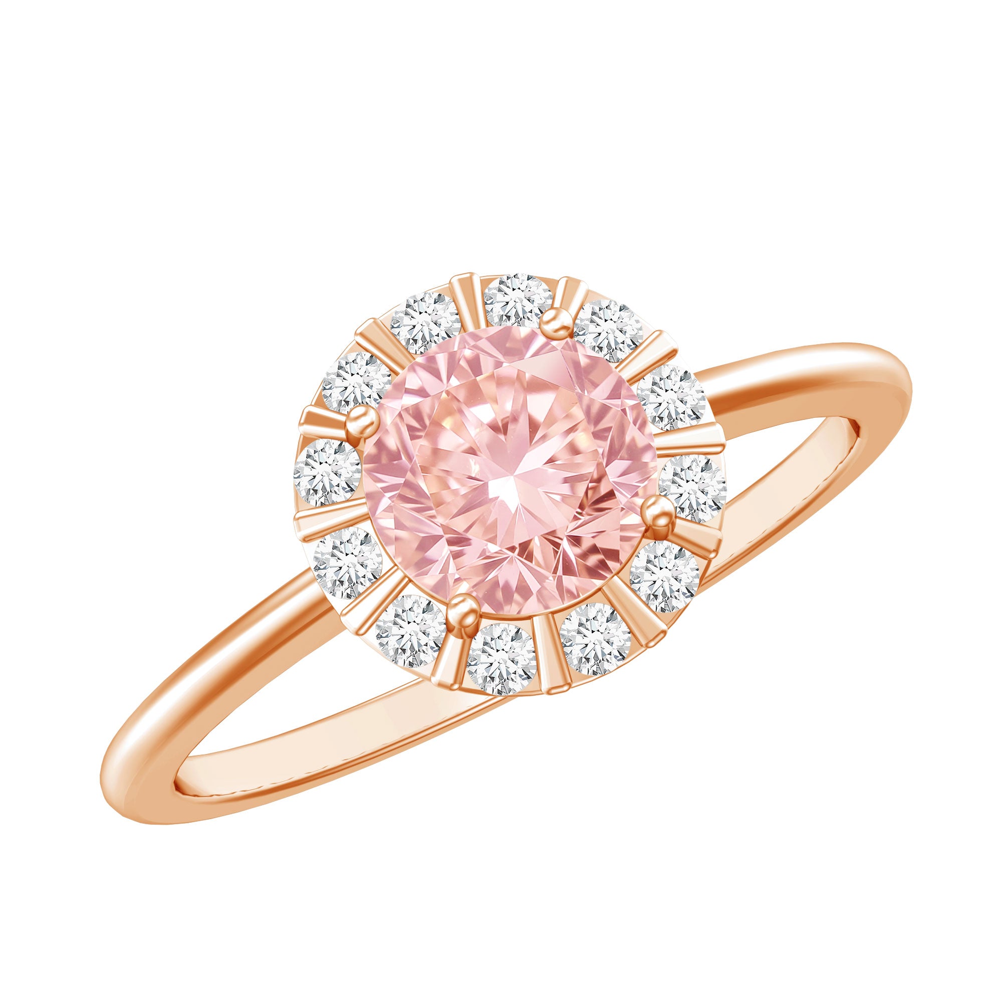 Fancy Intense Pink Lab Grown Diamond Halo Engagement Ring with IGI Certificate E-VS1 - Rosec Jewels