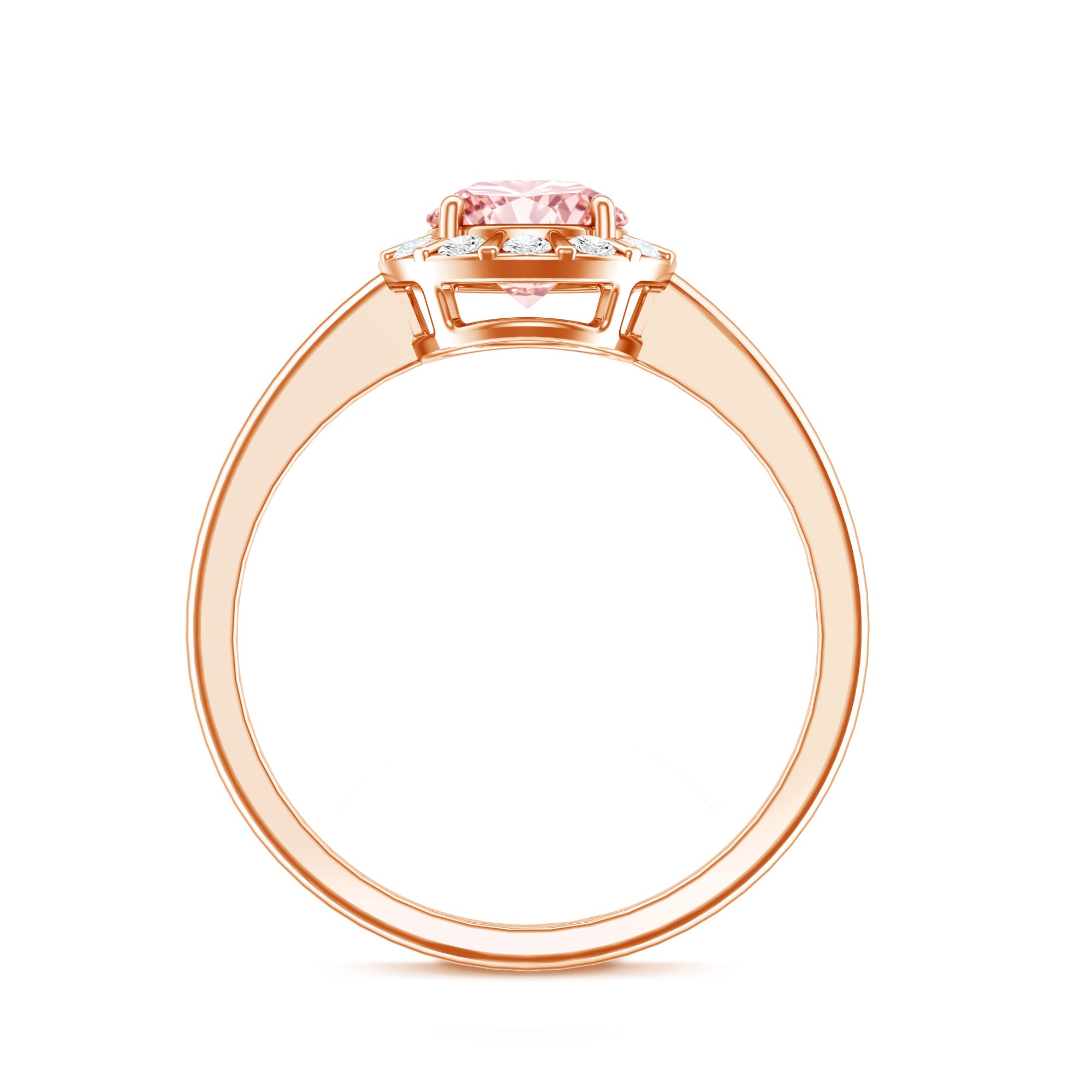 Fancy Intense Pink Lab Grown Diamond Halo Engagement Ring with IGI Certificate Fancy Pink - VS1 - Rosec Jewels