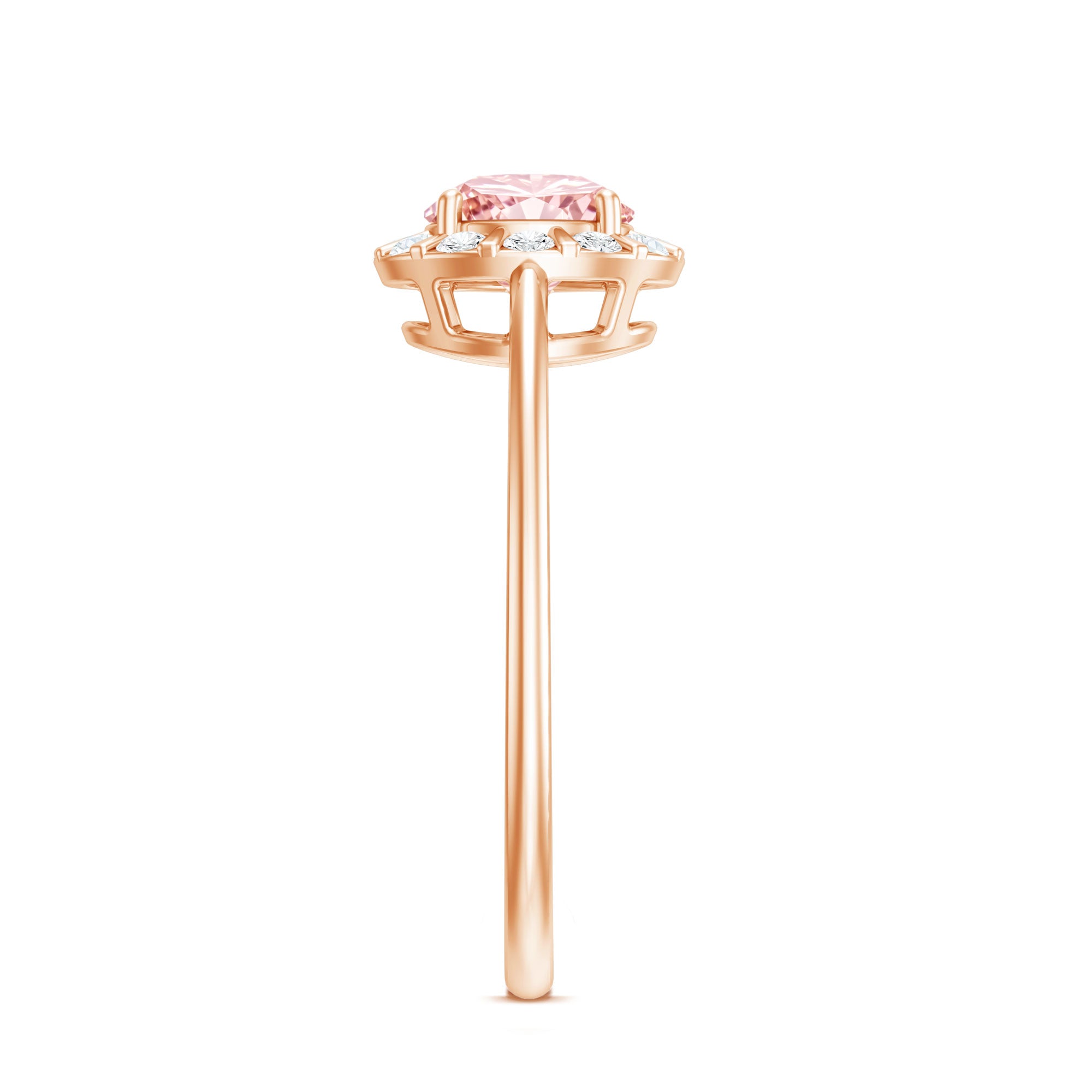 Fancy Intense Pink Lab Grown Diamond Halo Engagement Ring with IGI Certificate E-VS1 - Rosec Jewels
