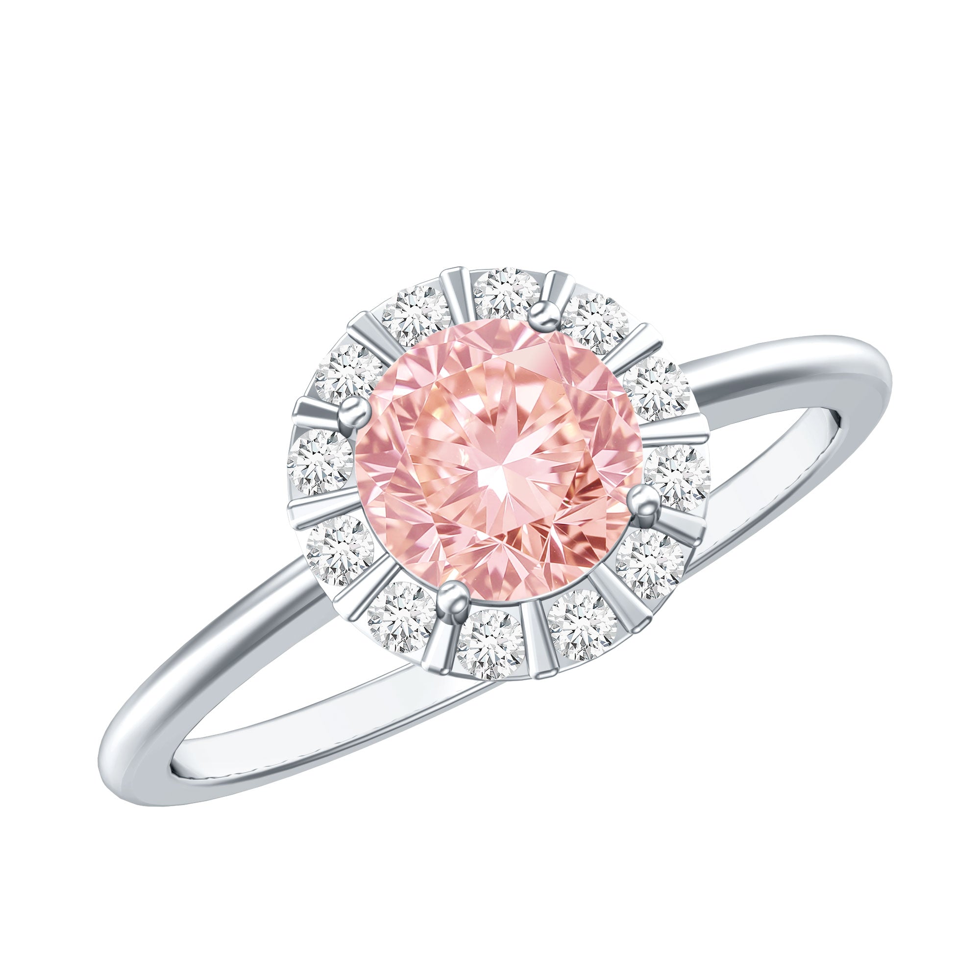 Fancy Intense Pink Lab Grown Diamond Halo Engagement Ring with IGI Certificate E-VS1 - Rosec Jewels