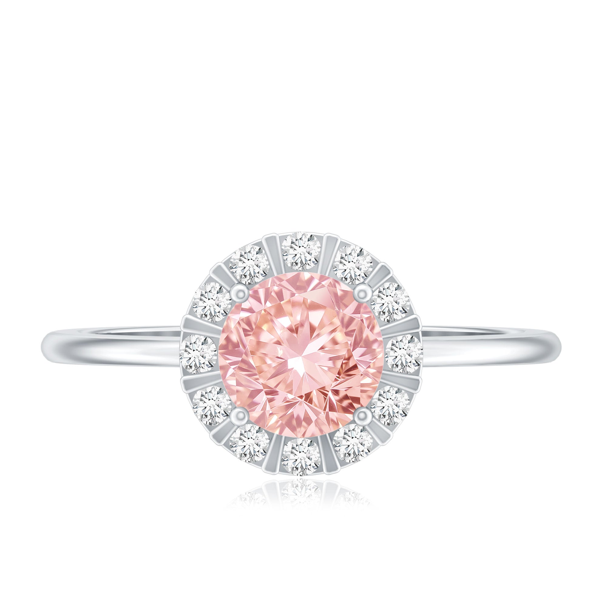 Fancy Intense Pink Lab Grown Diamond Halo Engagement Ring with IGI Certificate E-VS1 - Rosec Jewels