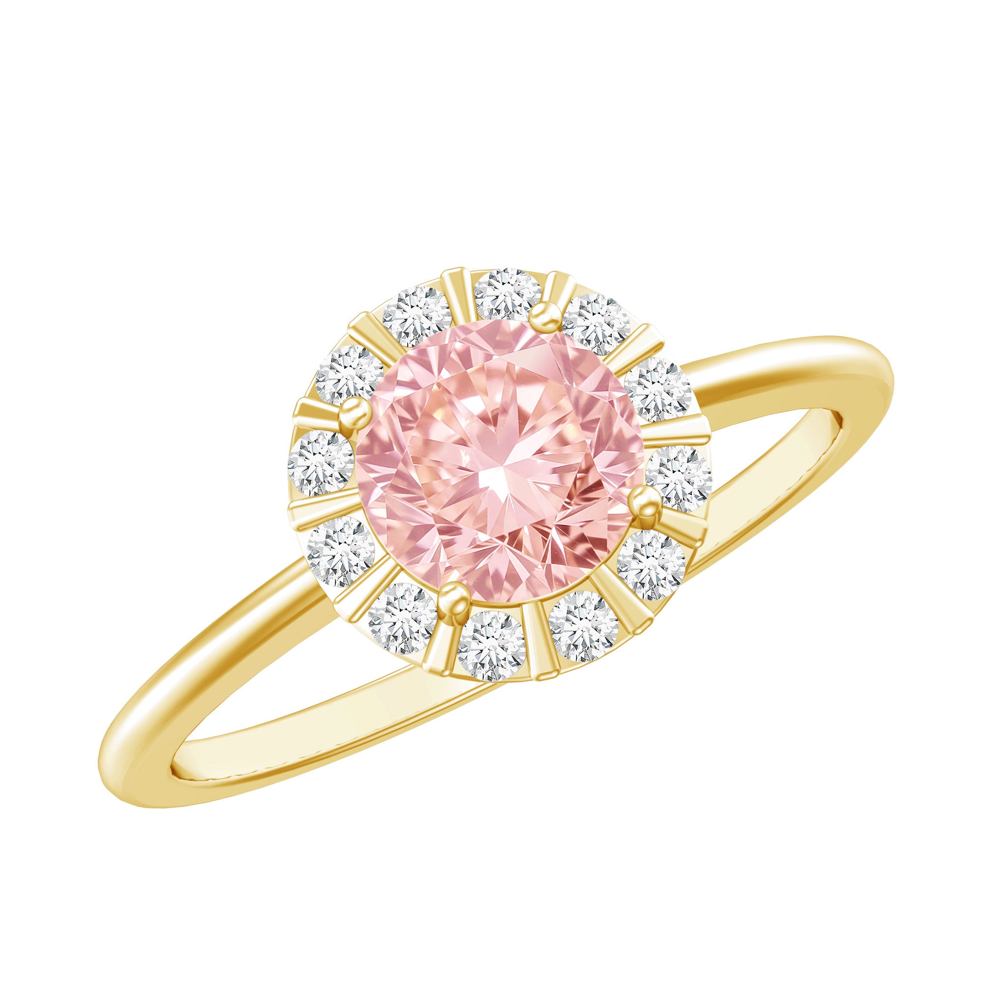 Fancy Intense Pink Lab Grown Diamond Halo Engagement Ring with IGI Certificate E-VS1 - Rosec Jewels
