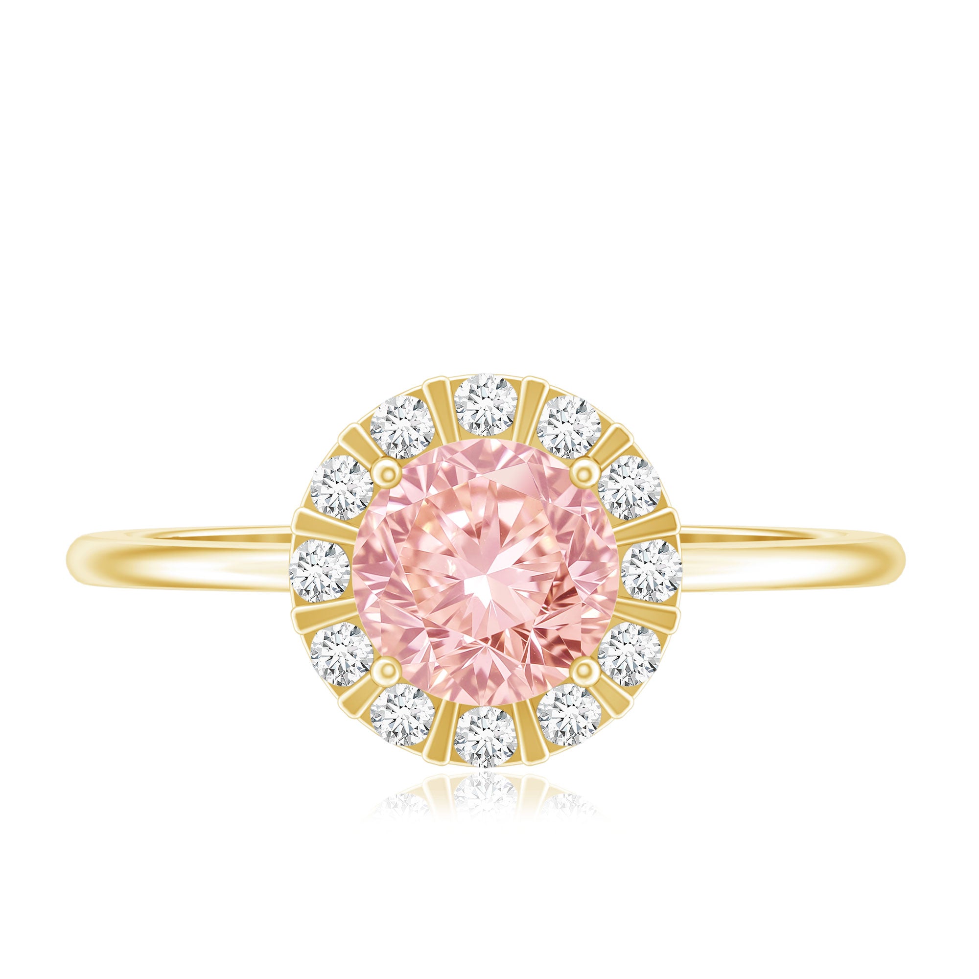 Fancy Intense Pink Lab Grown Diamond Halo Engagement Ring with IGI Certificate E-VS1 - Rosec Jewels