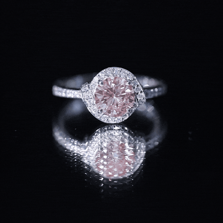 IGI Certified Lab Grown Pink Diamond Halo Engagement Ring for Women E-VS1 - Rosec Jewels