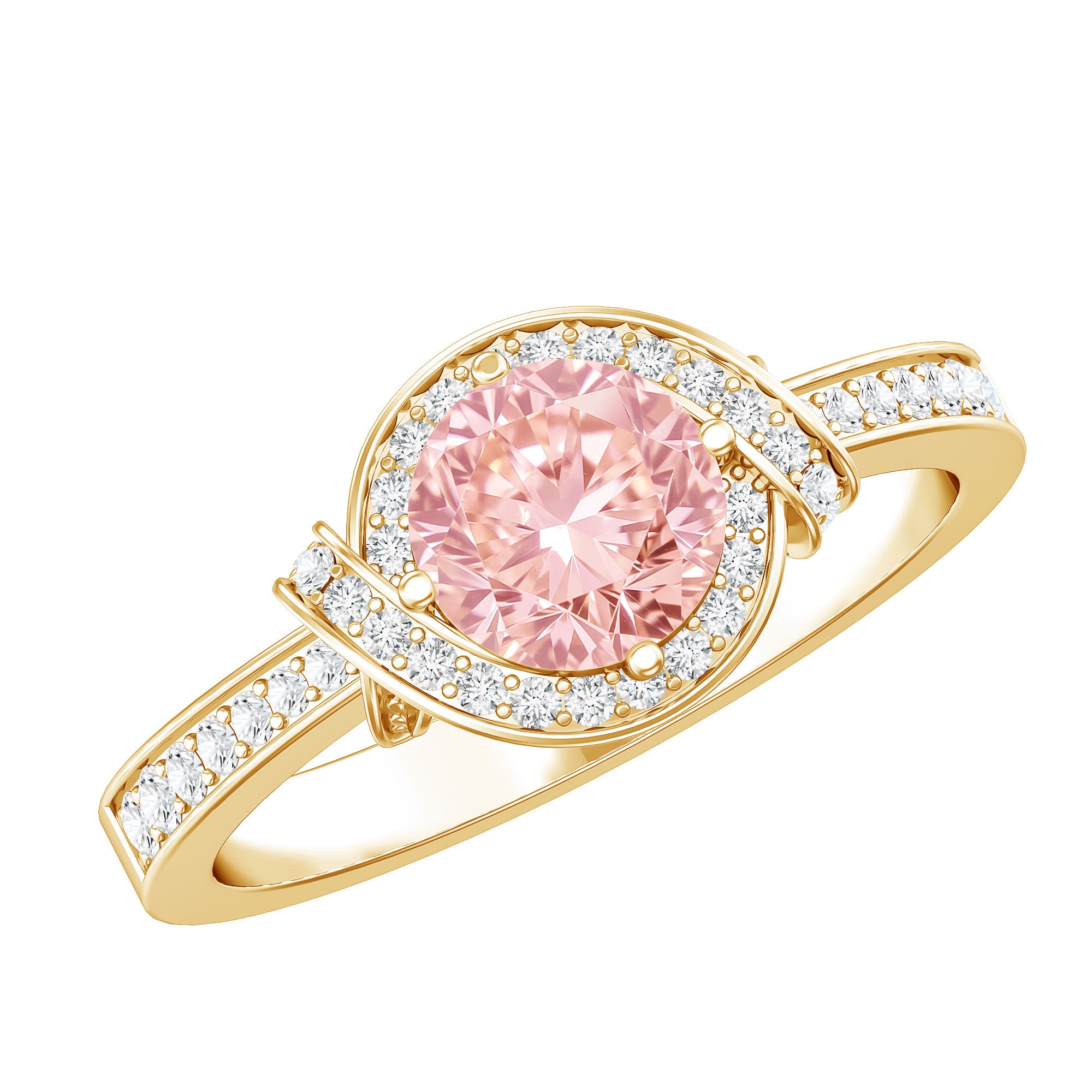 IGI Certified Lab Grown Pink Diamond Halo Engagement Ring for Women E-VS1 - Rosec Jewels