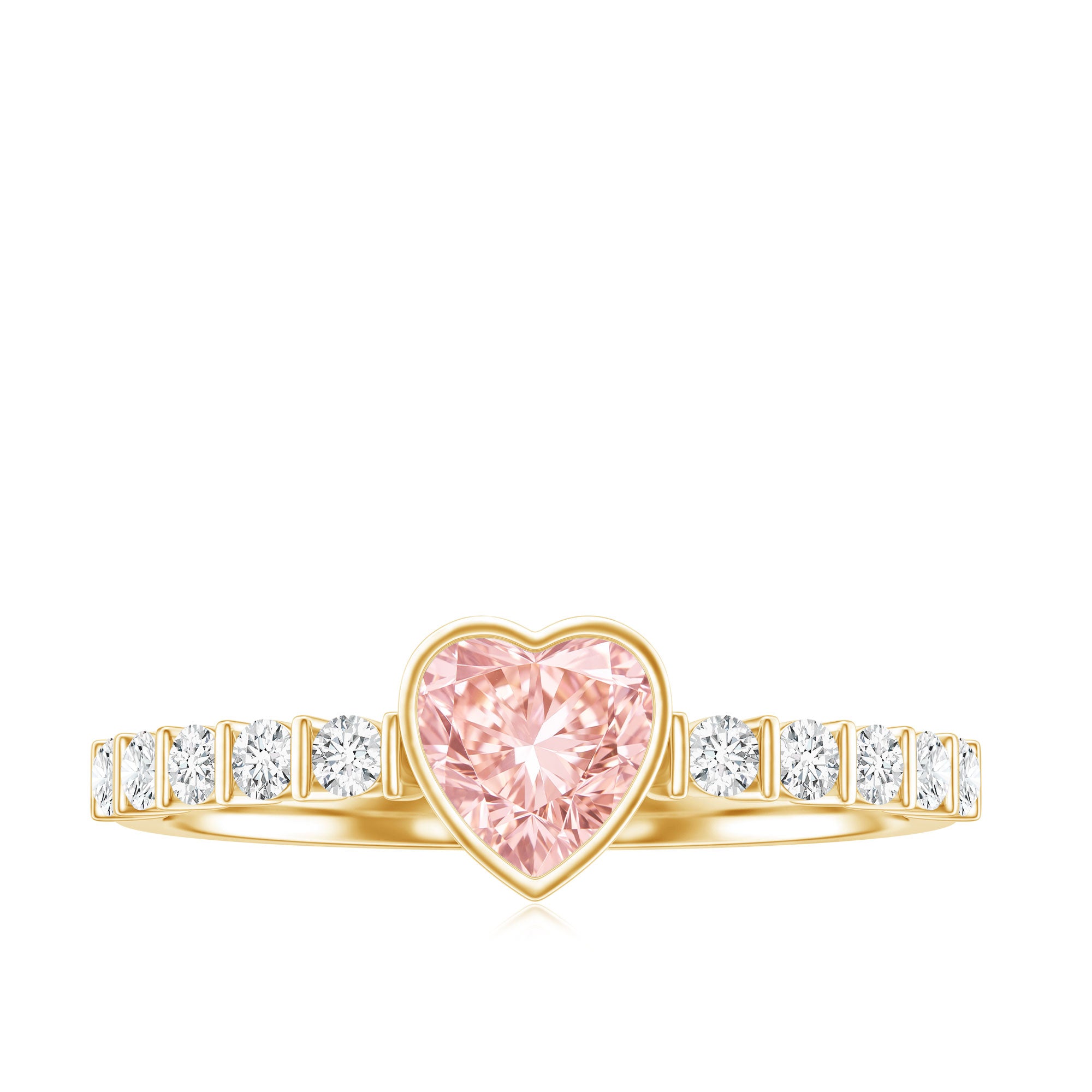 IGI Certified 1 CT Lab Grown Pink Diamond Heart Engagement Ring with Side Stones E-VS1 - Rosec Jewels