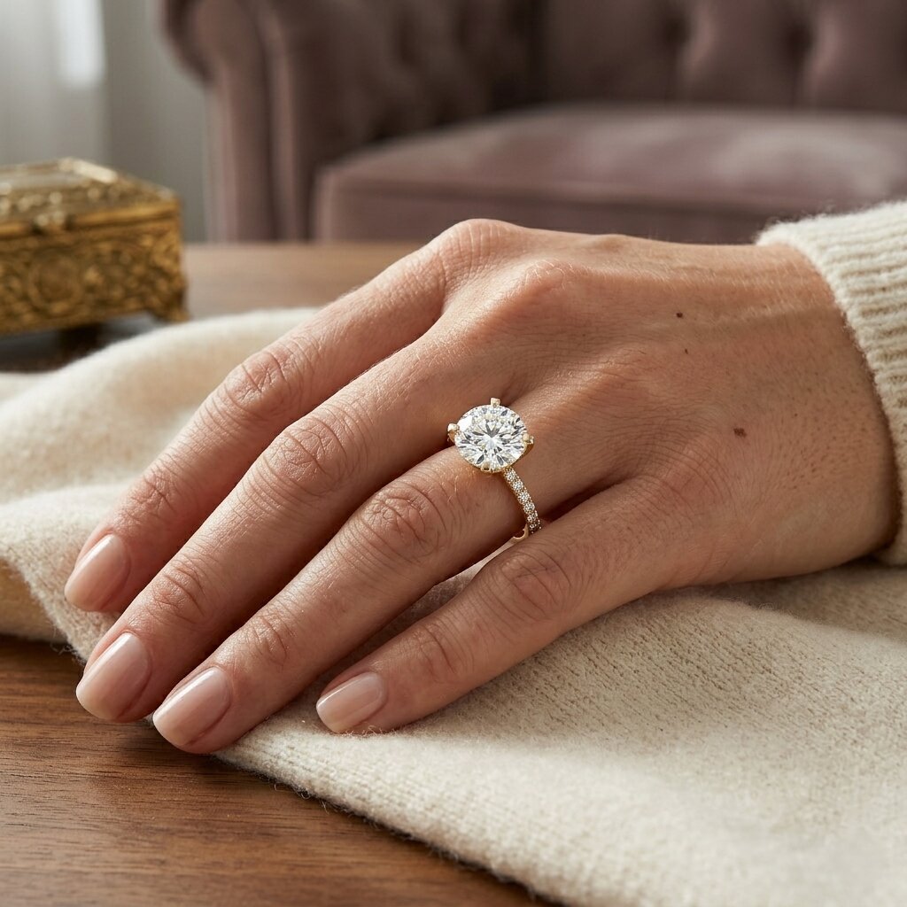 Lab Grown 4 Carat Diamond Solitaire Engagement Ring with IGI Certificate Lab - ( E-VS1 ) - Rosec Jewels