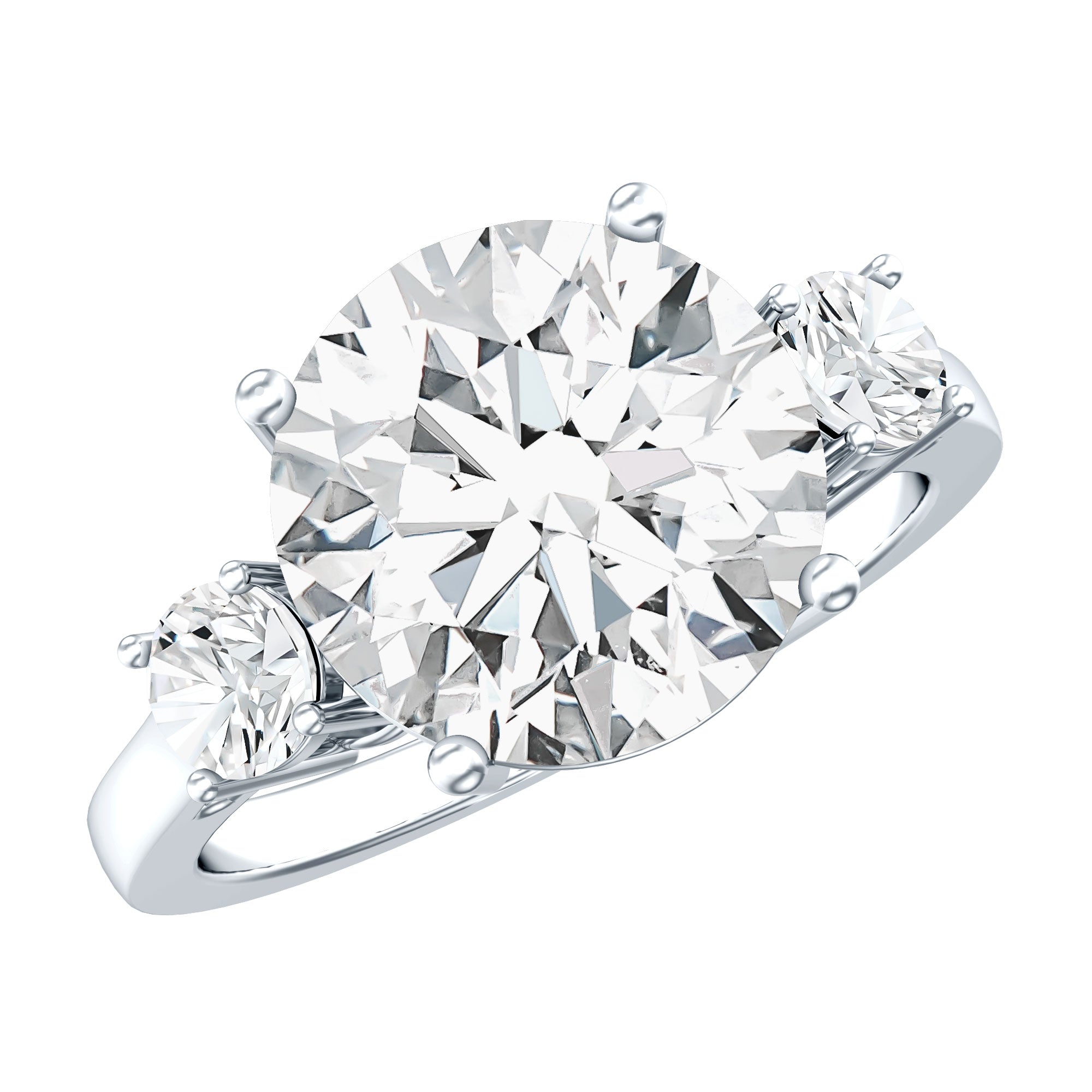 Lab Grown Diamond 3 Stone Engagement Ring With IGI Certificate Lab - ( E-VS1 ) - Rosec Jewels