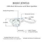 3.25 CT Round Certified Moissanite Wedding Silver Ring Set with Halo - Rosec Jewels