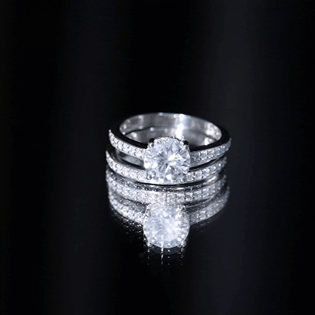 Certified 3 Carat Moissanite Wedding Bridal Ring Set in Sterling Silver D-VS1 92.5 Sterling Silver 7 - Rosec Jewels