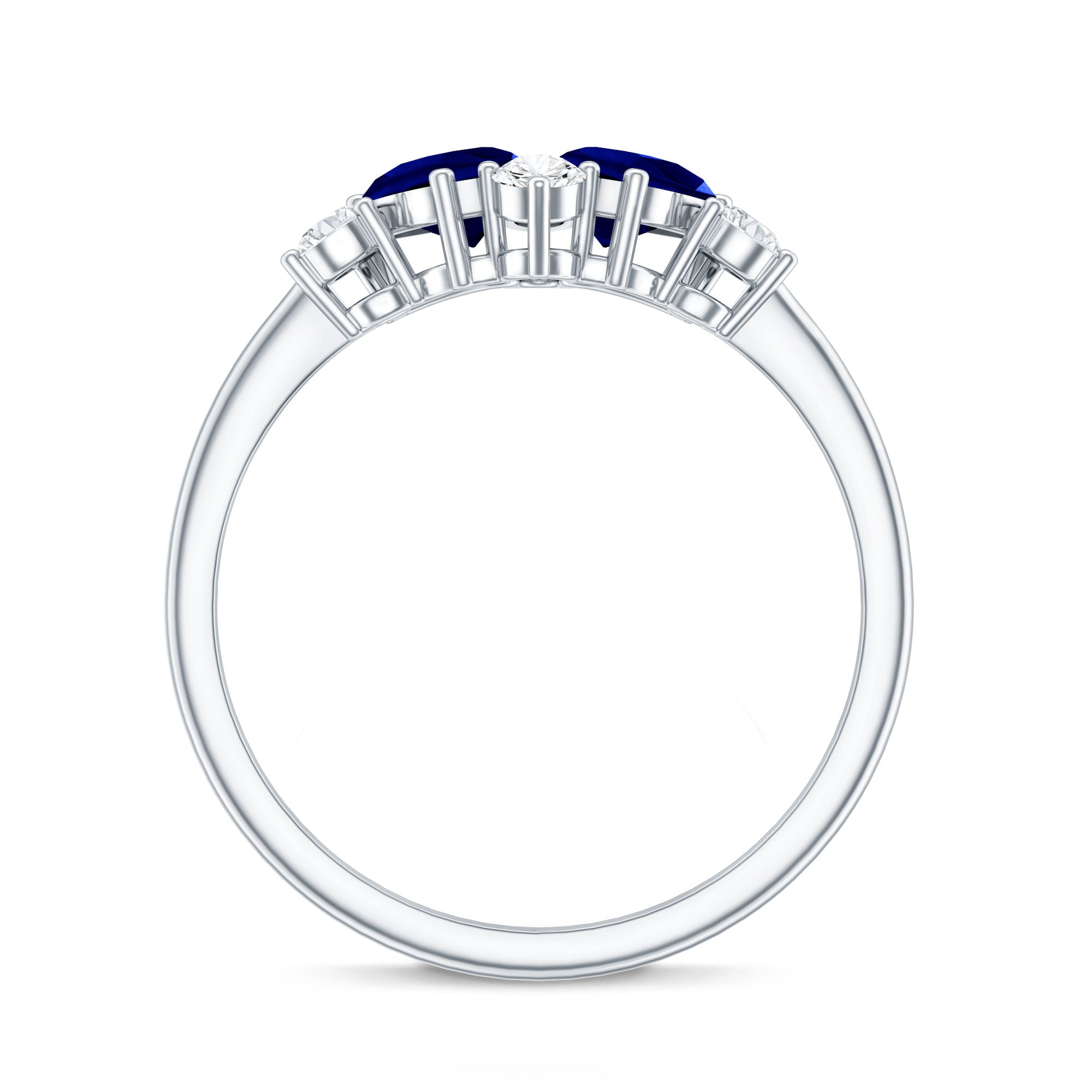 Lab Created Blue Sapphire and Diamond Cluster Ring AAAA - Rosec Jewels