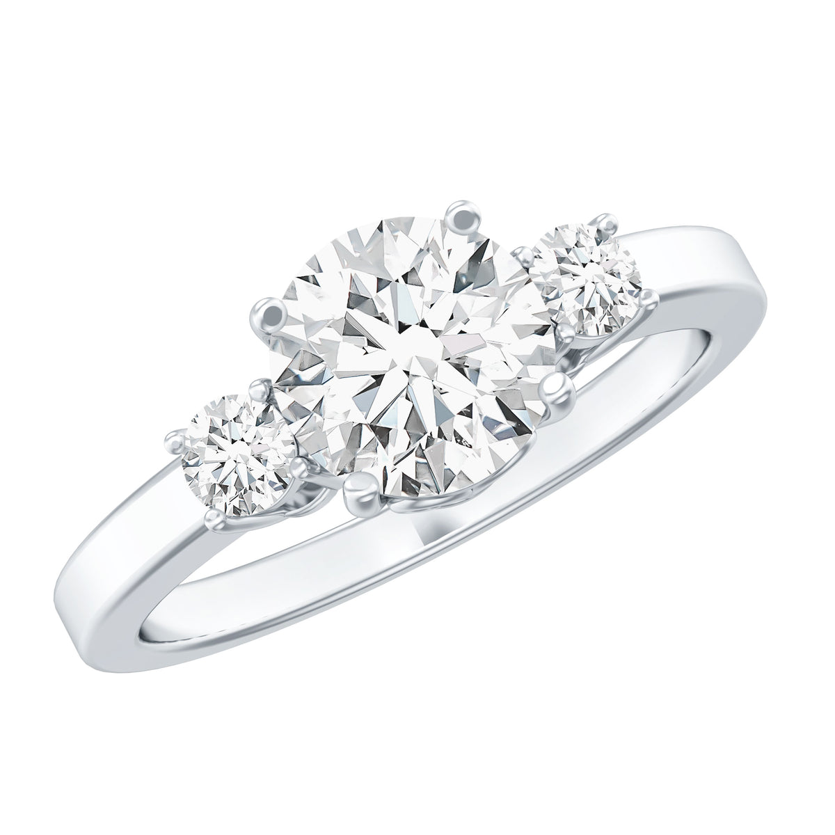 Moissanite Three Stone Round Engagement ring D-VS1 - Rosec Jewels