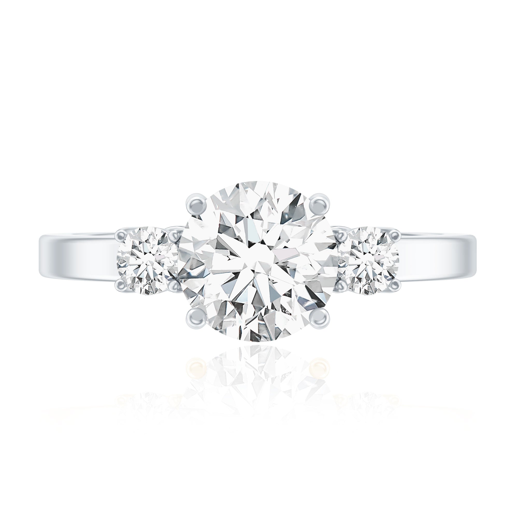 Moissanite Three Stone Round Engagement ring D-VS1 - Rosec Jewels