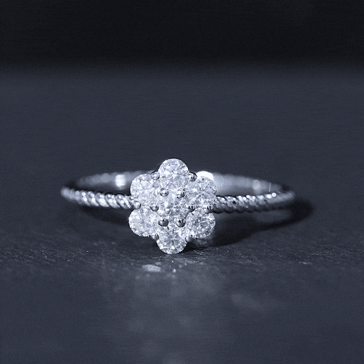 Moissanite Flower Engagement with Twisted Rope Details D-VS1 - Rosec Jewels