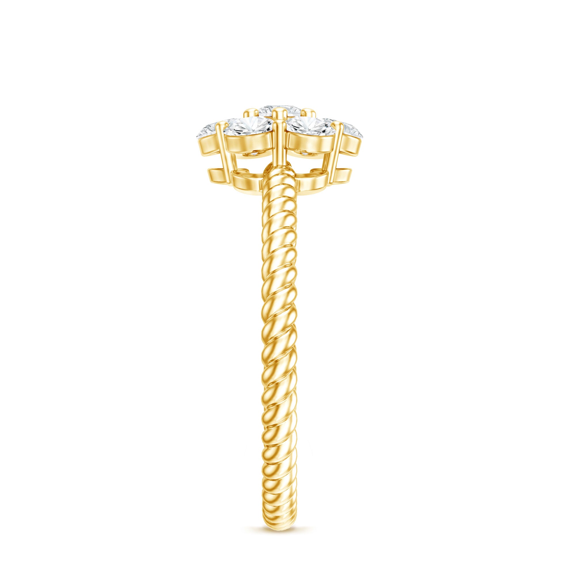 Moissanite Flower Engagement with Twisted Rope Details D-VS1 - Rosec Jewels