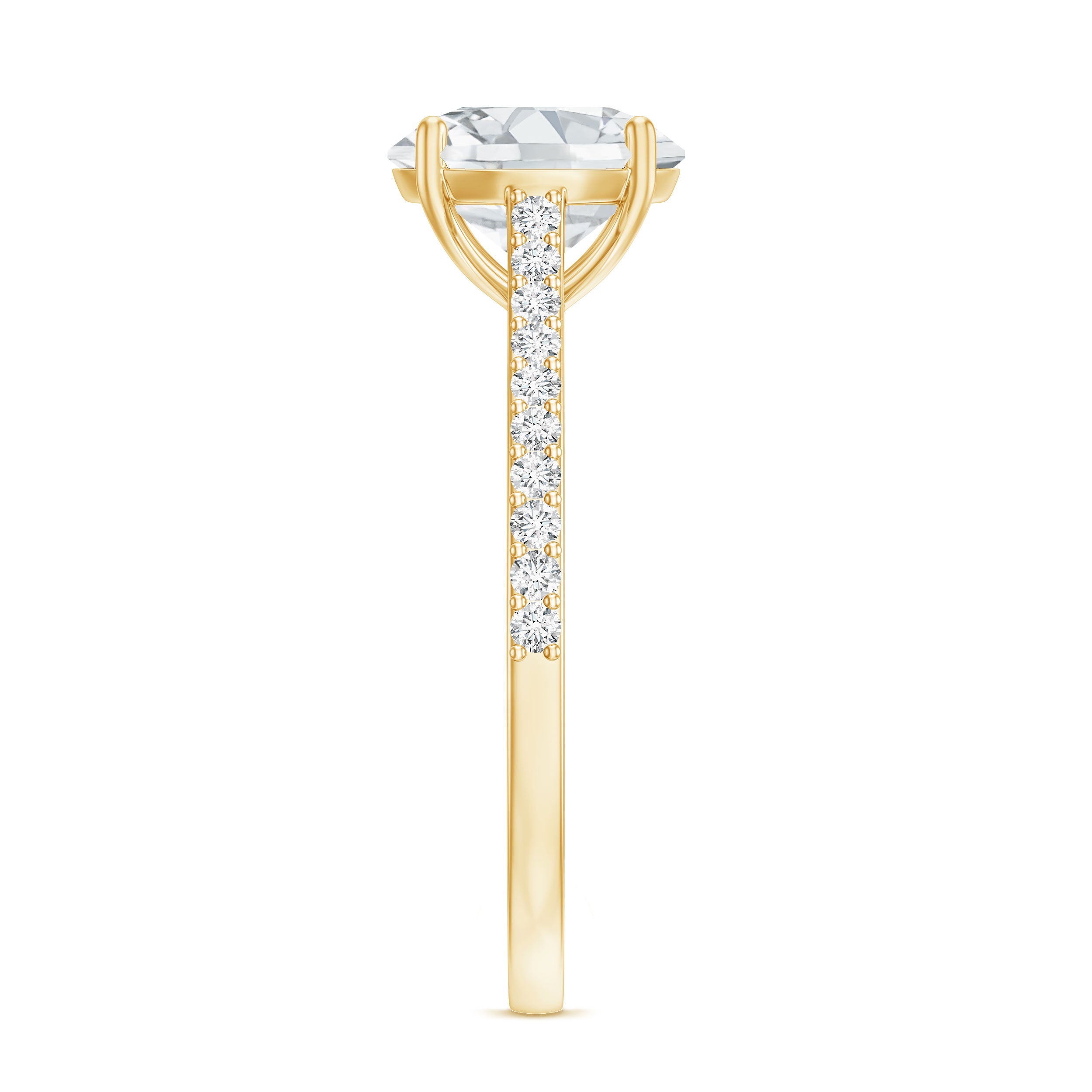 Certified Moissanite Round Cut Solitaire Ring with Side Stones D-VS1 - Rosec Jewels