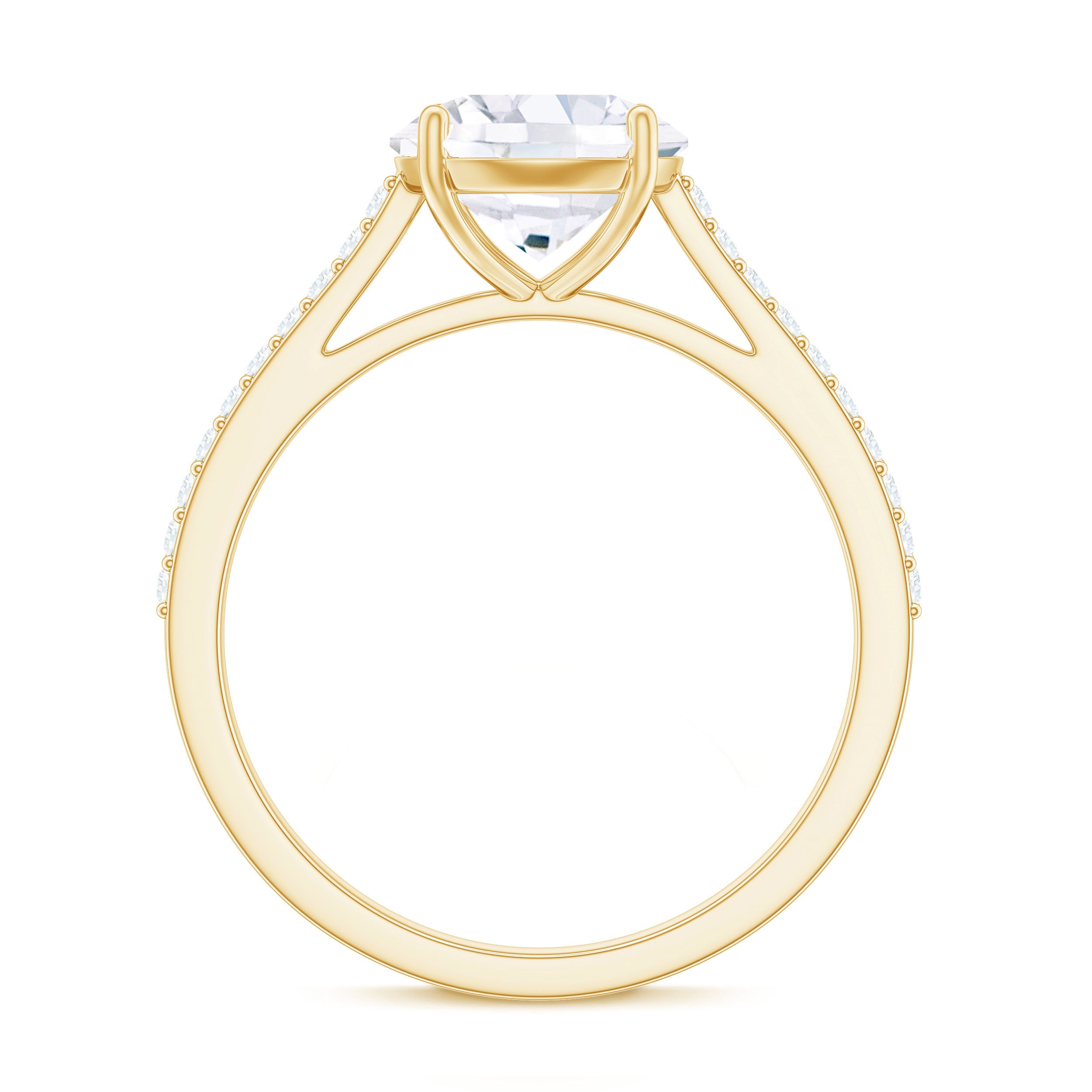 Certified Moissanite Round Cut Solitaire Ring with Side Stones D-VS1 - Rosec Jewels