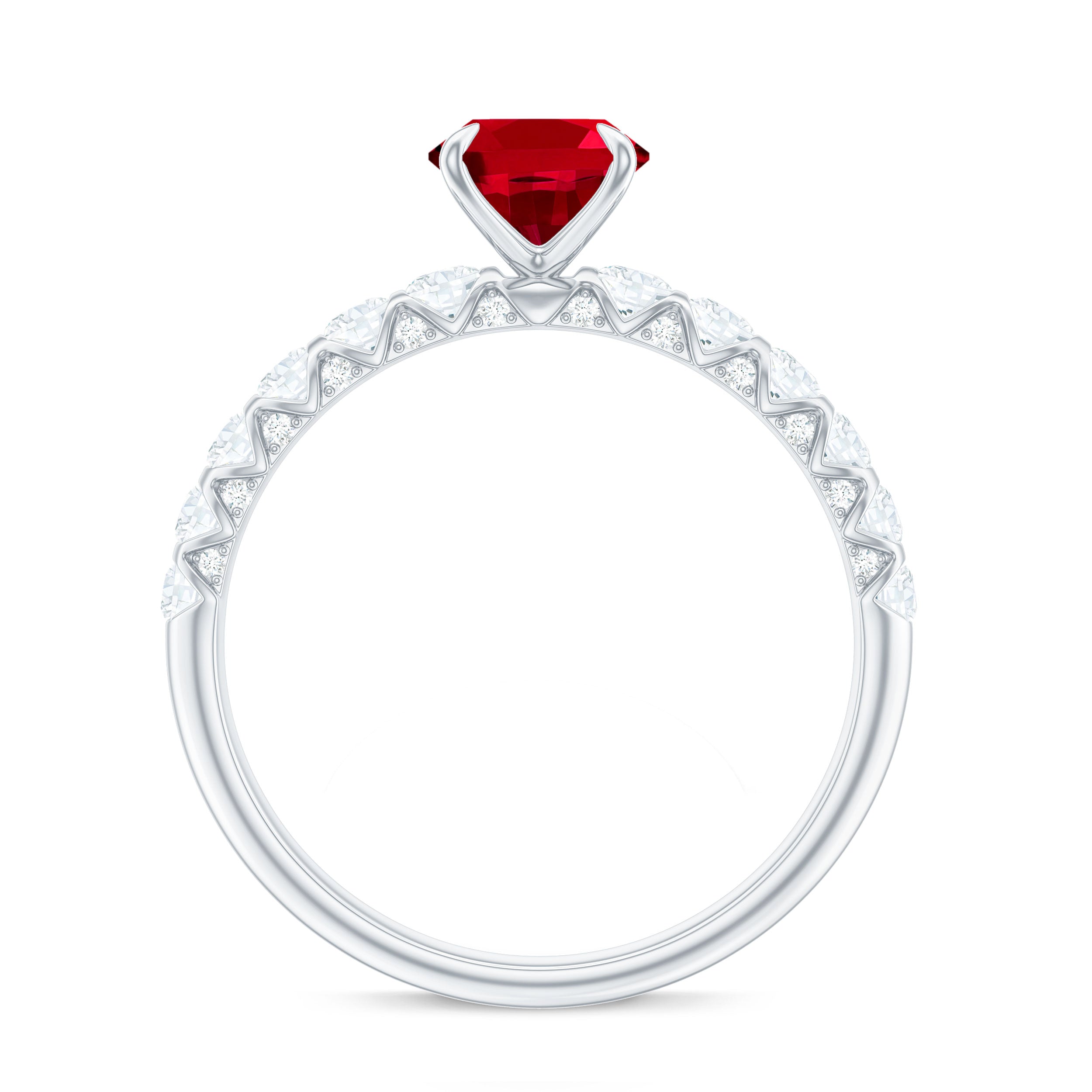 Certified 1.5 Carat Lab Grown Ruby Oval Engagement Ring with Diamond AAAA - Rosec Jewels