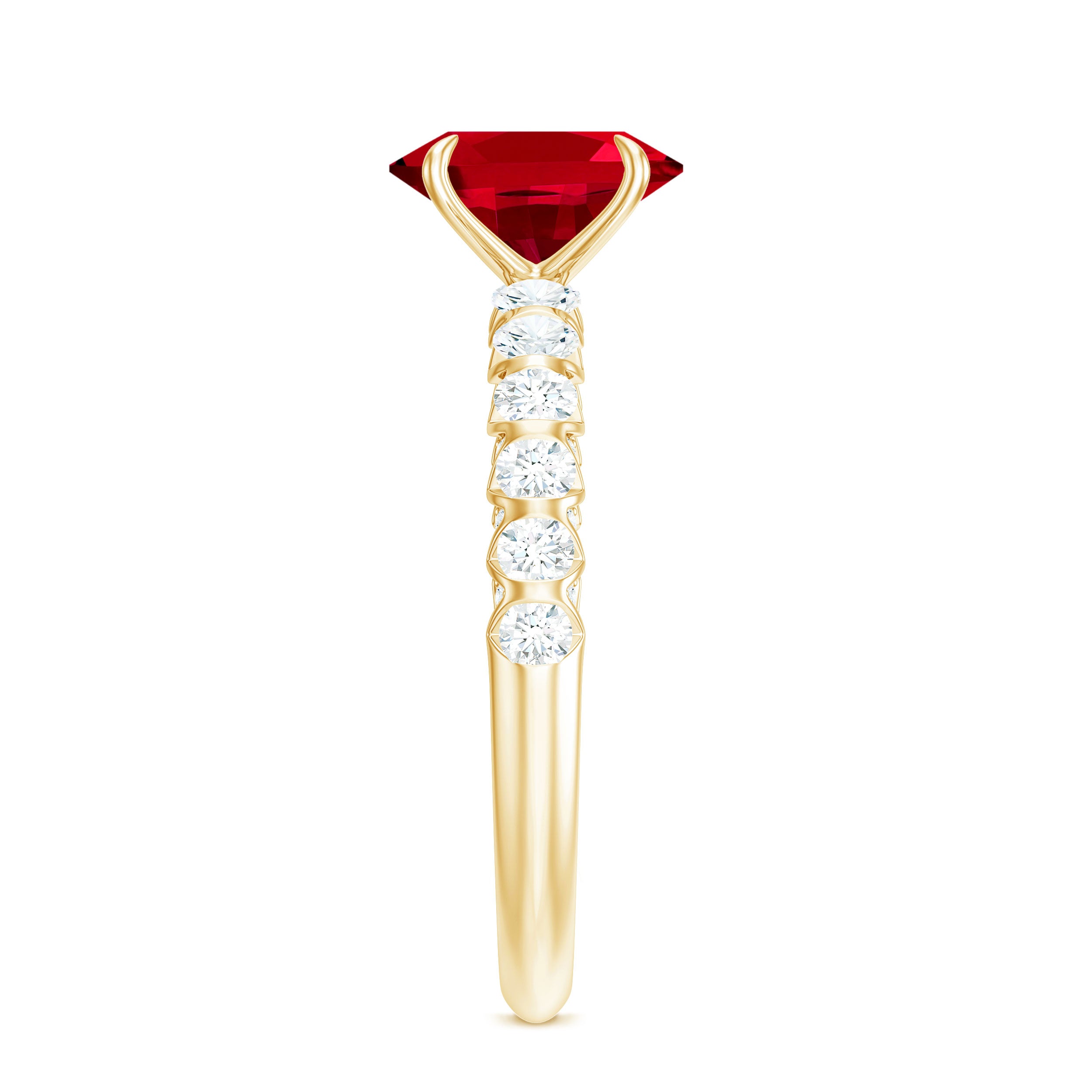 Certified 1.5 Carat Lab Grown Ruby Oval Engagement Ring with Diamond AAAA - Rosec Jewels