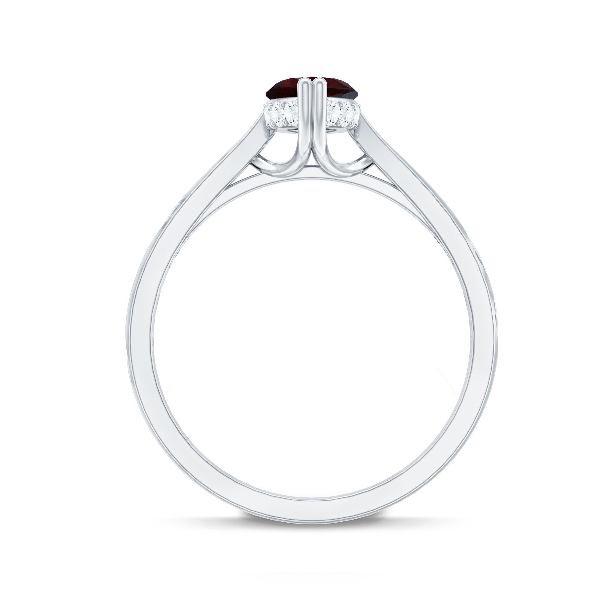 Rosec Jewels-Natural Solitaire Garnet Marquise Engagement Ring with Diamond