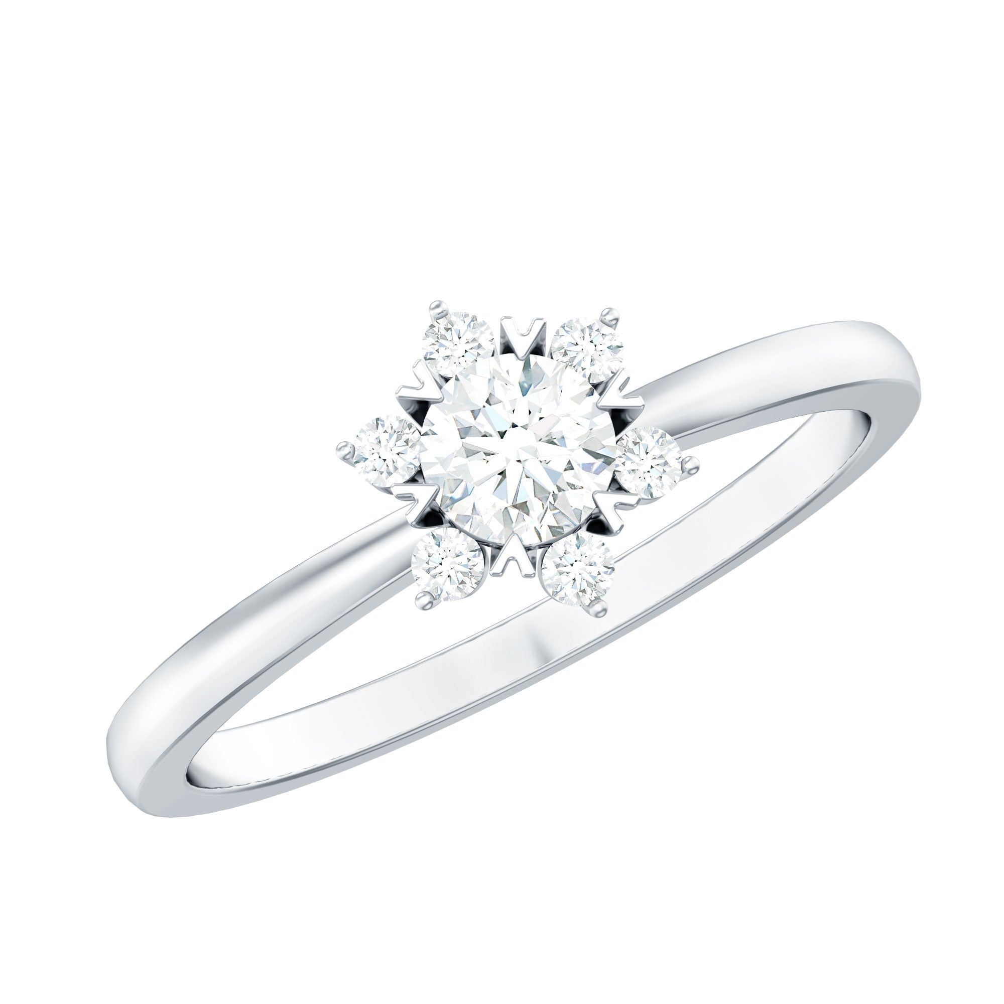 Round Moissanite Flower Promise Ring for Her
