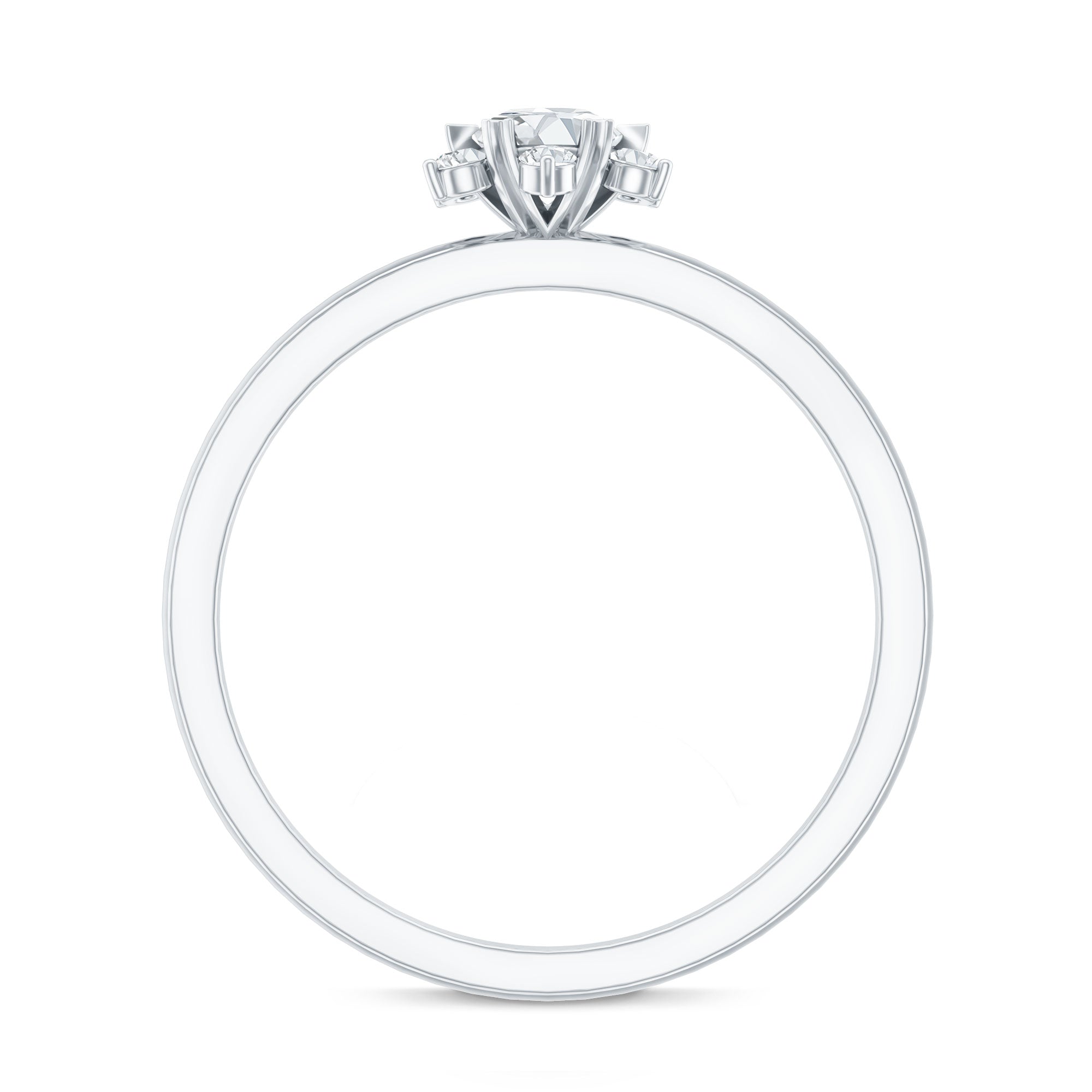 Round Moissanite Flower Promise Ring for Her D-VS1 - Rosec Jewels