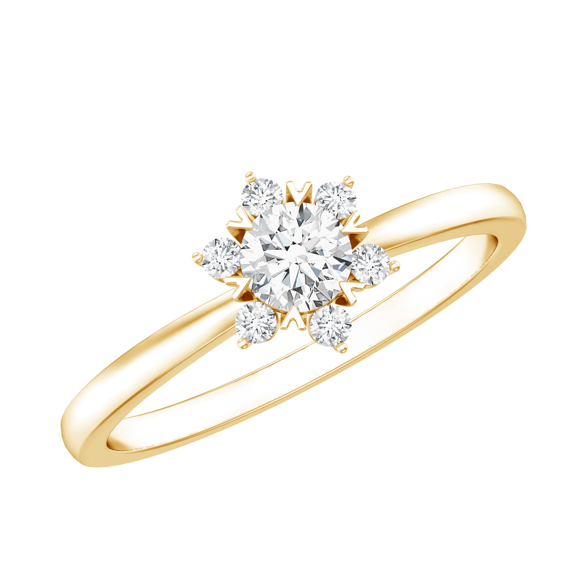 Round Moissanite Flower Promise Ring for Her D-VS1 - Rosec Jewels