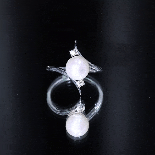 Cultured 7.4 Carat Freshwater Pearl Engagement Ring with Diamond Bypass Shank AAA - Rosec Jewels