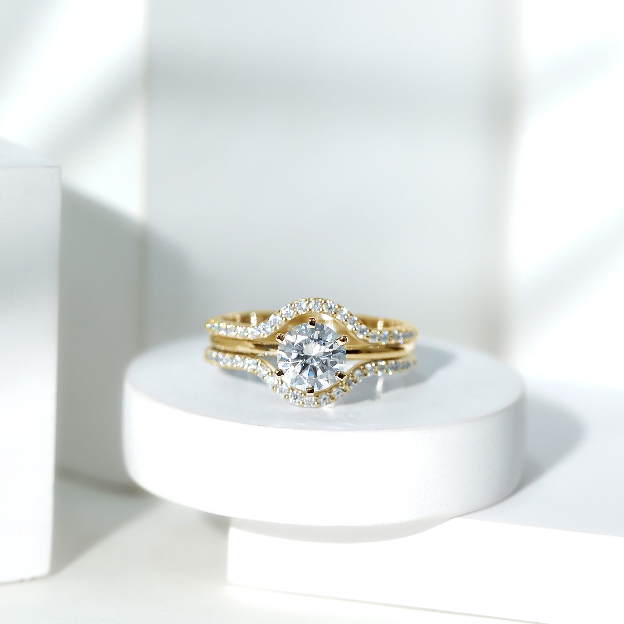 Certified 2 Carat Solitaire Moissanite Engagement Ring with 2 Enhancers D-VS1 - Rosec Jewels