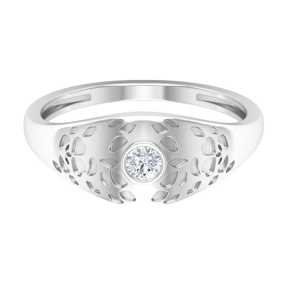 Diamond Textured Signet Ring for Men