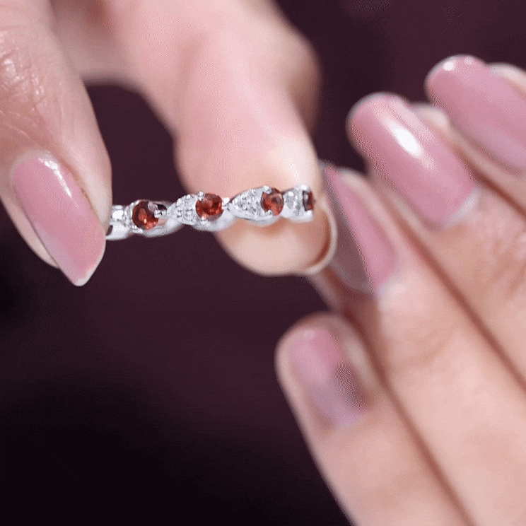 Rosec Jewels-Natural Garnet Diamond Eternity Ring for Anniversary