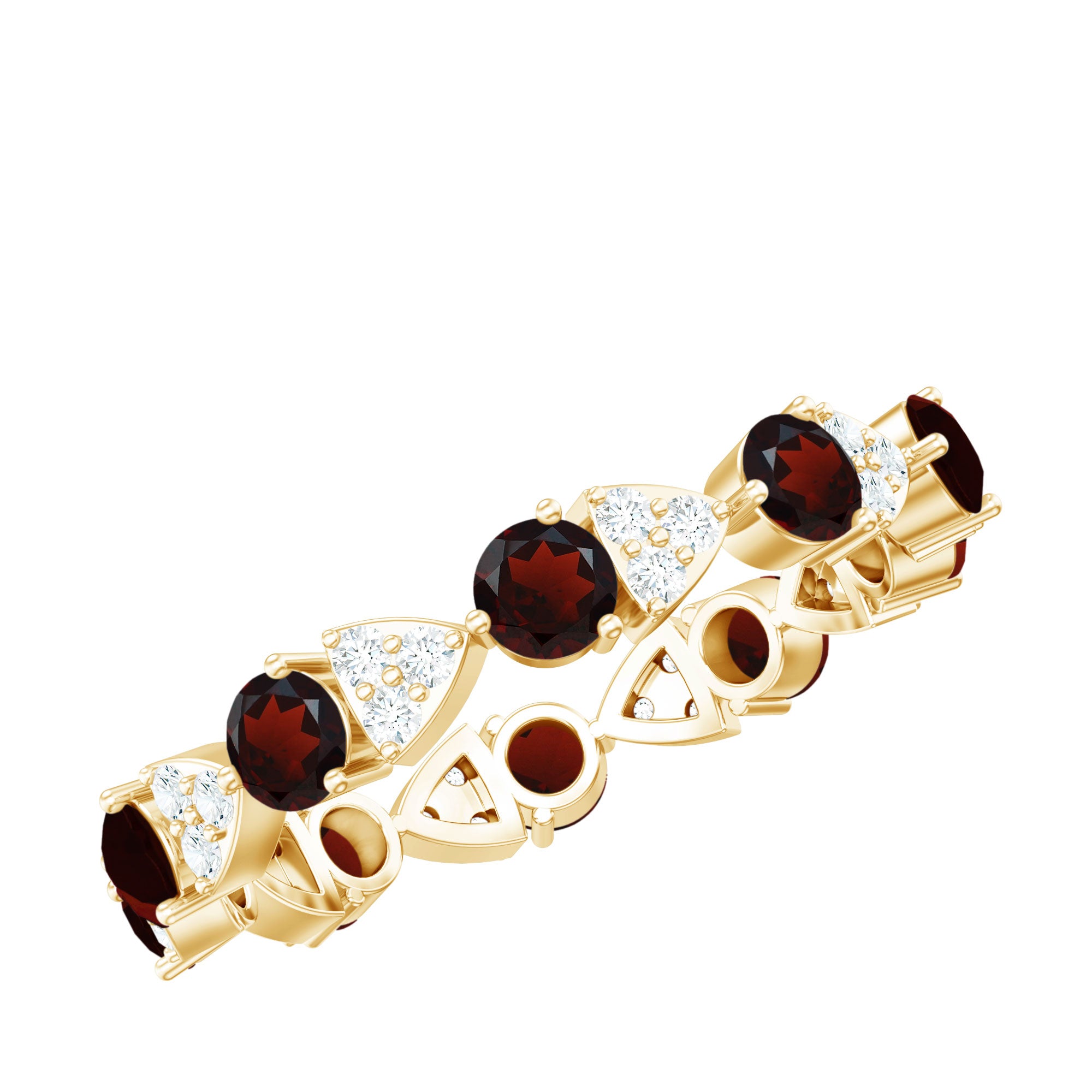 Natural Garnet Diamond Eternity Ring for Anniversary AAA - Rosec Jewels