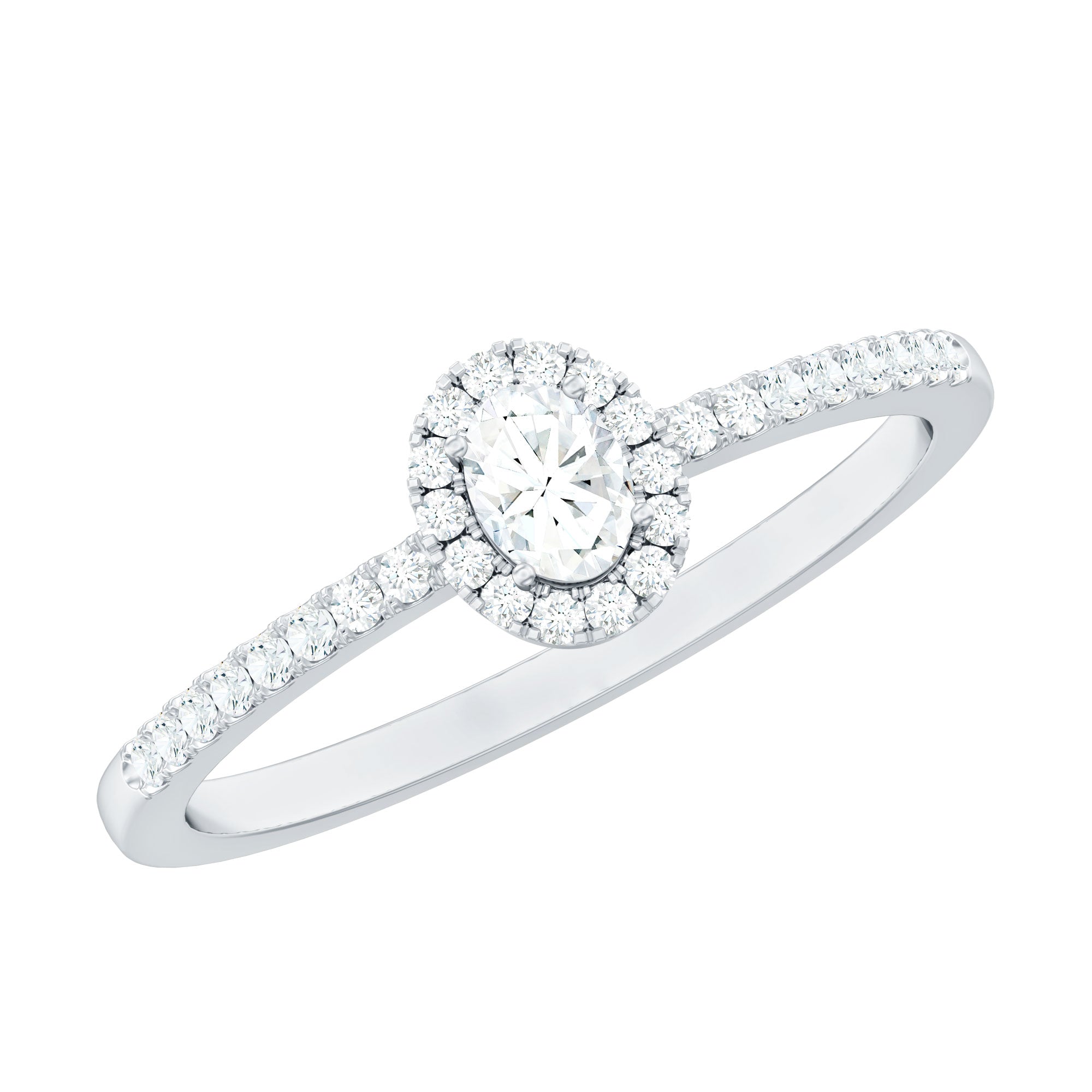Certified Natural Diamond Oval Engagement Ring with Halo Natural - ( HI-SI ) - Rosec Jewels