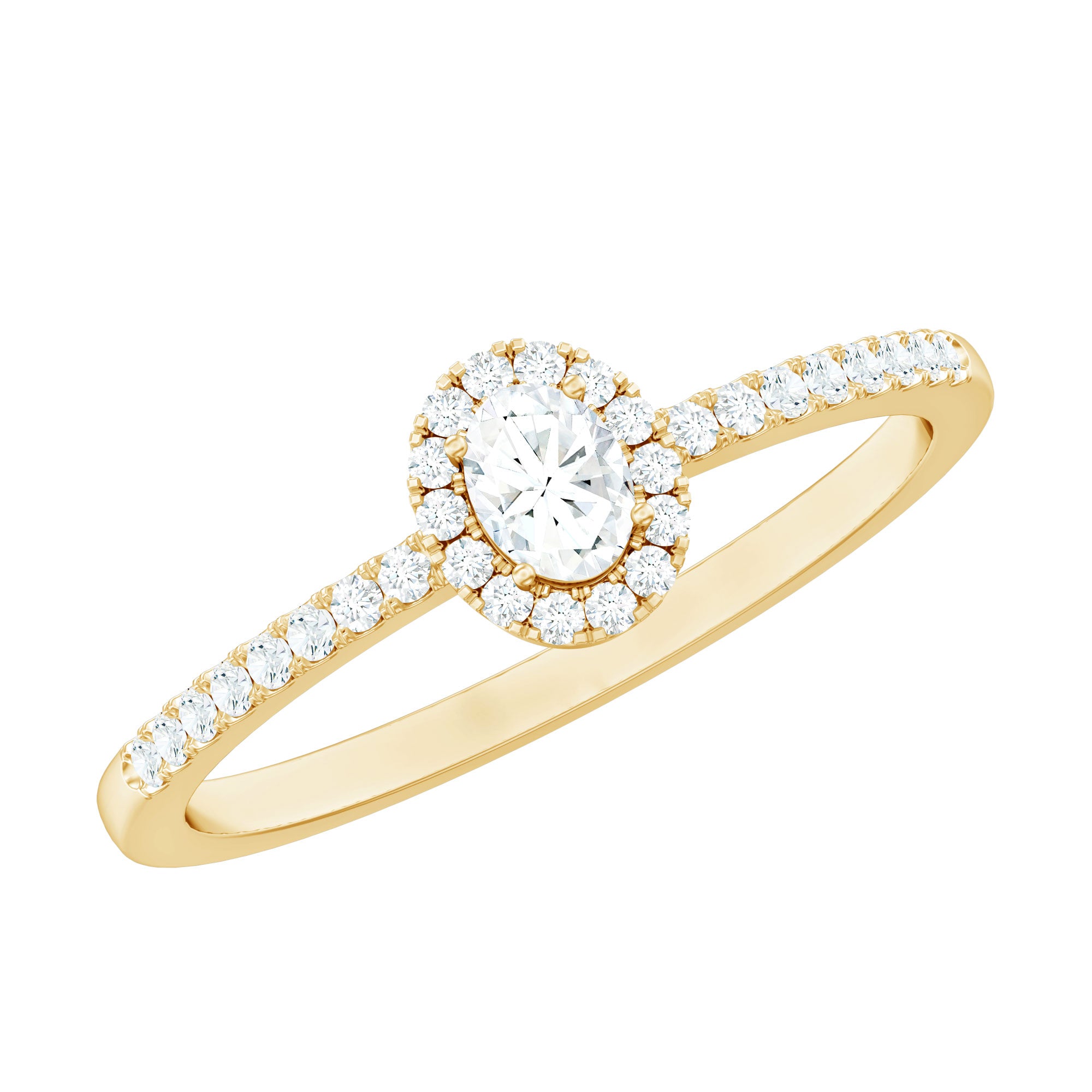 Certified Natural Diamond Oval Engagement Ring with Halo Natural - ( HI-SI ) - Rosec Jewels