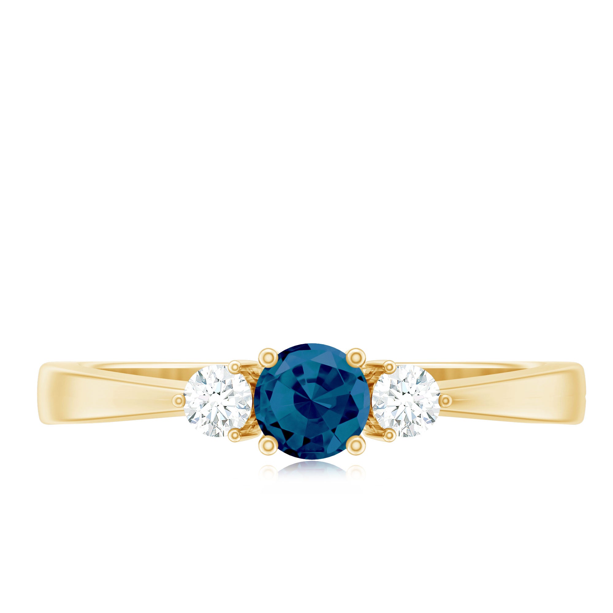 5mm London Blue Topaz Proposal Ring with Diamond AAA - Rosec Jewels