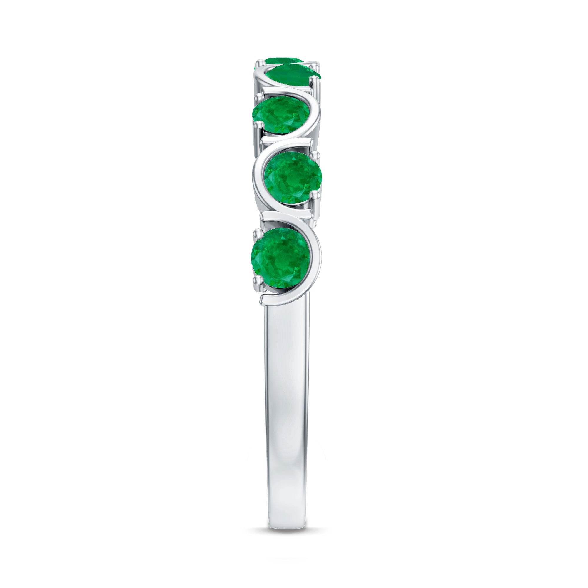 Natural Green Emerald Half Eternity Stackable Ring AAA - Rosec Jewels