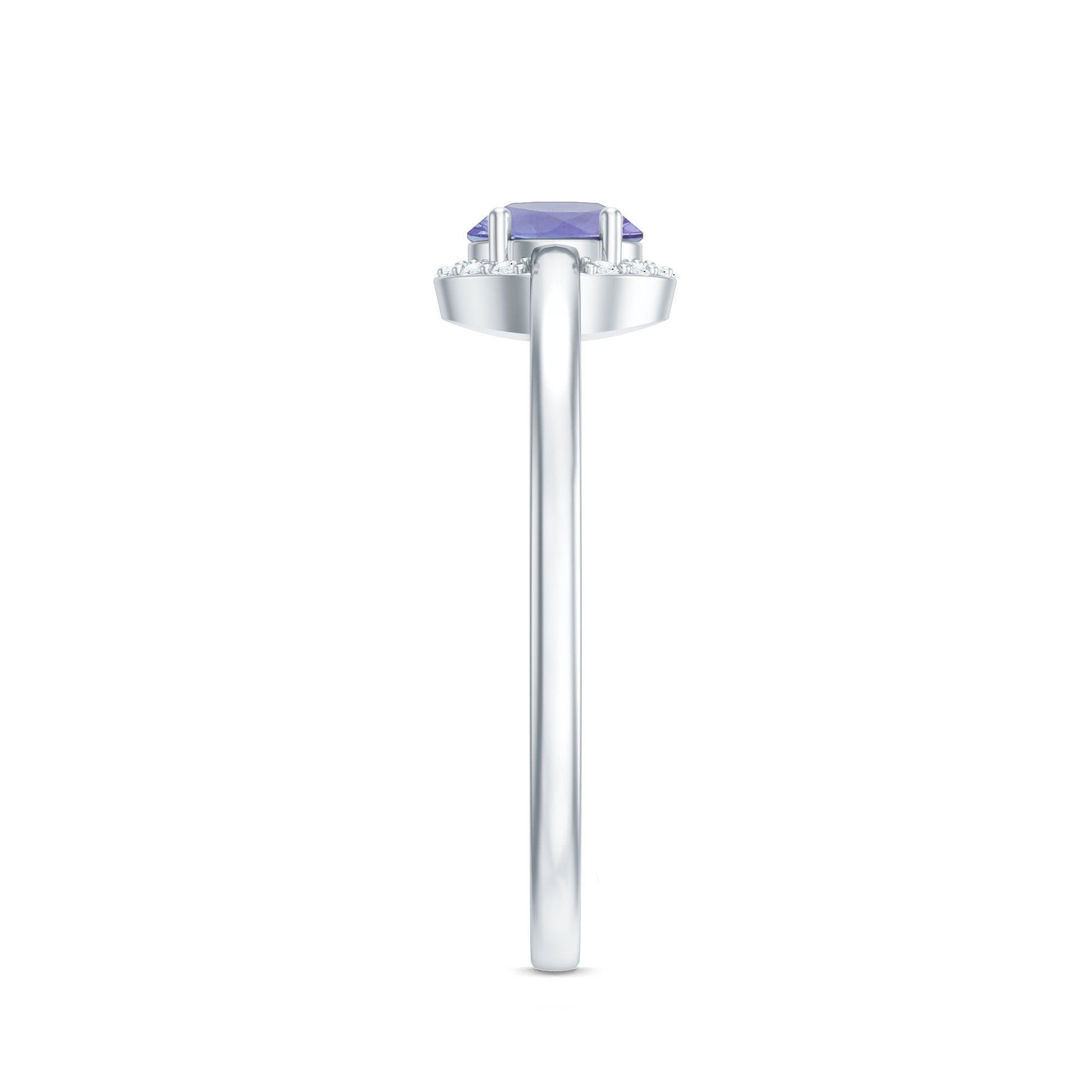 Rosec Jewels-Natural Tanzanite Engagement Ring with Diamond Halo